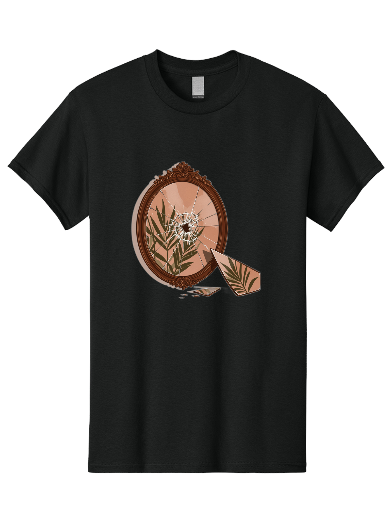 Broken-Mirror-With-Cannabis-Leaf Men'S Graphic Tee, 100% Cotton, Comfortable Casual Summer Wear, Machine Washable, Vintage Camera, Old Camera, Antique Camera, Black Camera, Classic Photography, Photography Equipment, Nostalgic Device, Bak135
