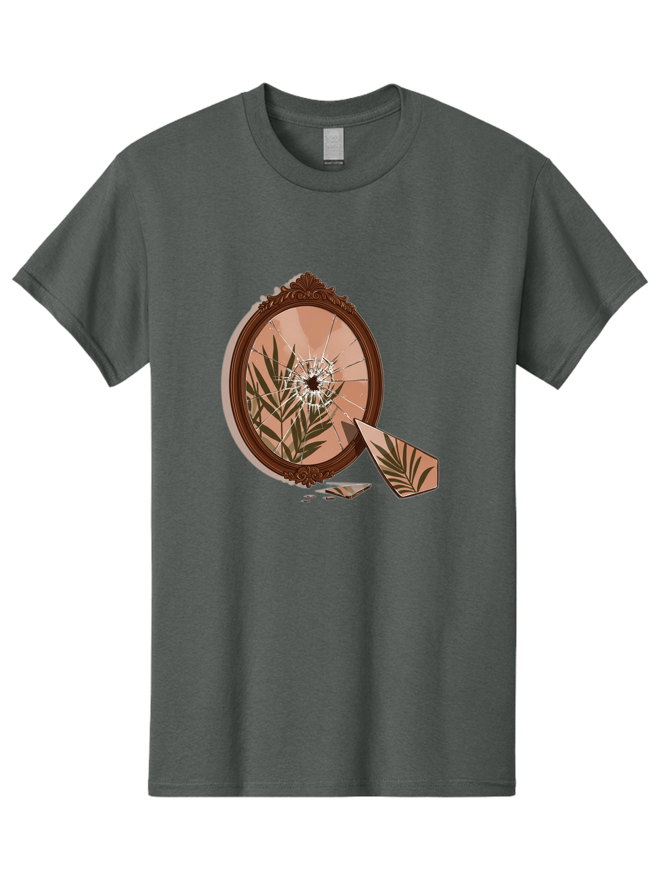 Broken-Mirror-With-Cannabis-Leaf Men'S Graphic Tee, 100% Cotton, Comfortable Casual Summer Wear, Machine Washable, Vintage Camera, Old Camera, Antique Camera, Black Camera, Classic Photography, Photography Equipment, Nostalgic Device, Bak135