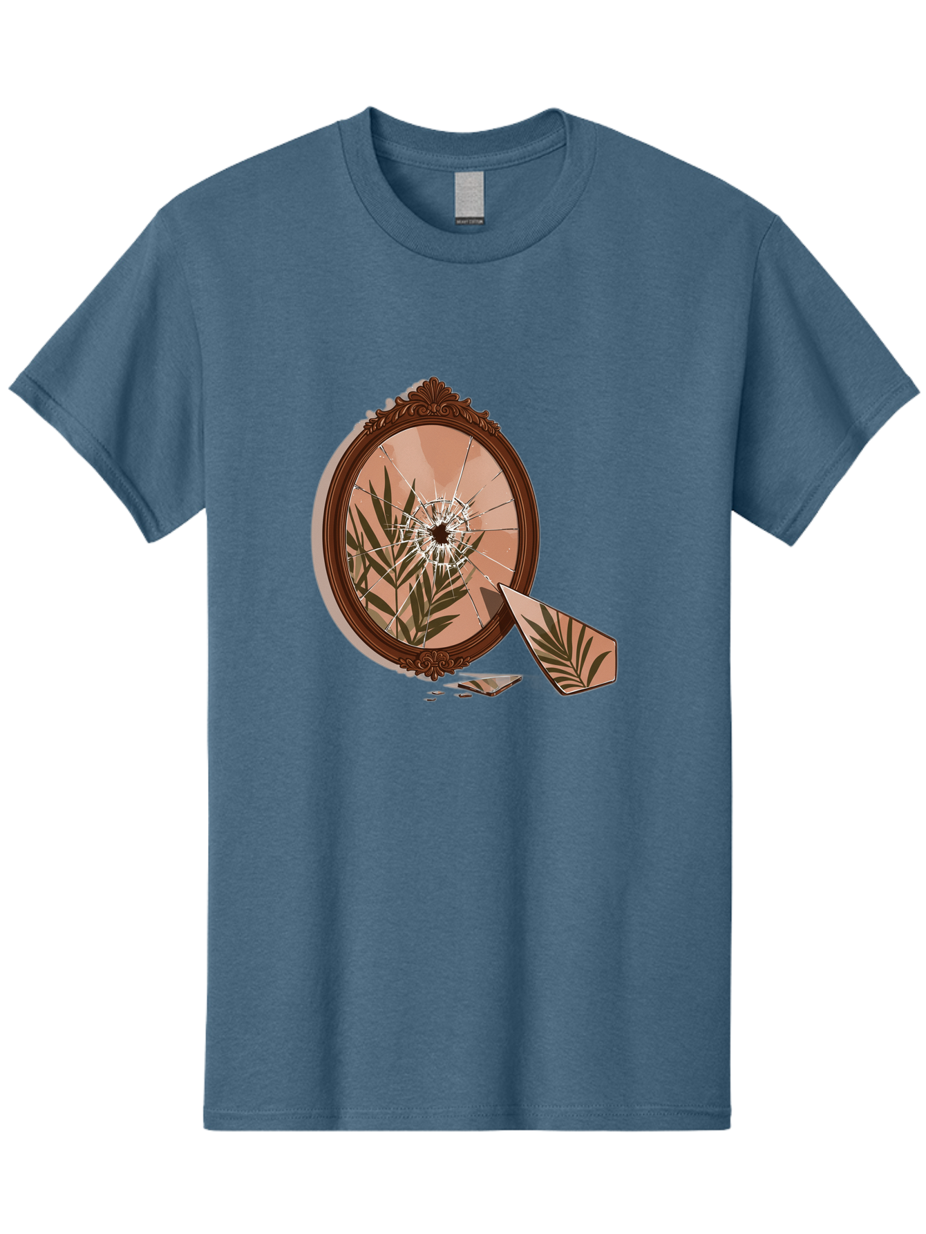 Broken-Mirror-With-Cannabis-Leaf Men'S Graphic Tee, 100% Cotton, Comfortable Casual Summer Wear, Machine Washable, Vintage Camera, Old Camera, Antique Camera, Black Camera, Classic Photography, Photography Equipment, Nostalgic Device, Bak135
