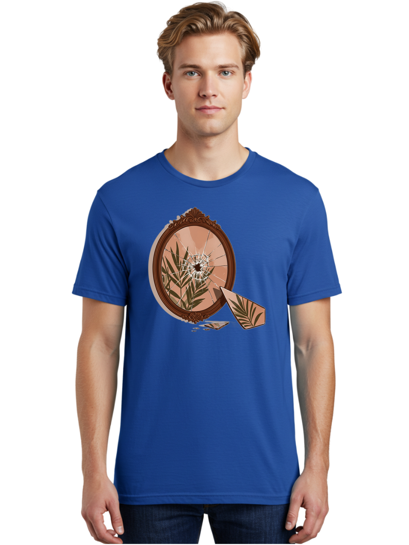 Broken-Mirror-With-Cannabis-Leaf Men'S Graphic Tee, 100% Cotton, Comfortable Casual Summer Wear, Machine Washable, Vintage Camera, Old Camera, Antique Camera, Black Camera, Classic Photography, Photography Equipment, Nostalgic Device, Bak135