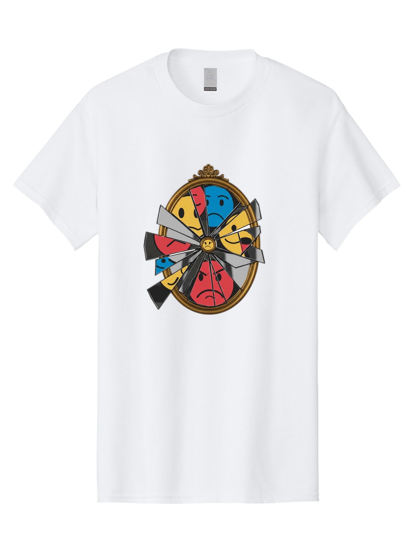 Broken-Mirror-With-Emoticons Men'S Graphic Tee, 100% Cotton, Comfortable Casual Summer Wear, Machine Washable, Vintage Camera, Old Camera, Antique Camera, Black Camera, Classic Photography, Photography Equipment, Nostalgic Device, Film Camera, Bak136