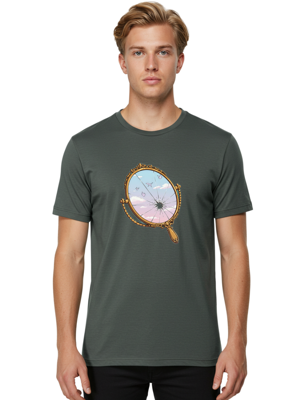 Broken-Mirror Men'S Graphic Tee, 100% Cotton, Comfortable Casual Summer Wear, Machine Washable, Vintage Camera, Old Camera, Antique Camera, Black Camera, Classic Photography, Photography Equipment, Nostalgic Device, Film Camera, Camera Art Bak137