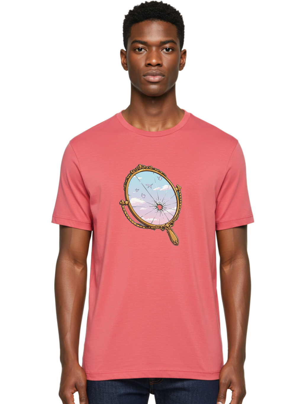 Broken-Mirror Men'S Graphic Tee, 100% Cotton, Comfortable Casual Summer Wear, Machine Washable, Vintage Camera, Old Camera, Antique Camera, Black Camera, Classic Photography, Photography Equipment, Nostalgic Device, Film Camera, Camera Art Bak137