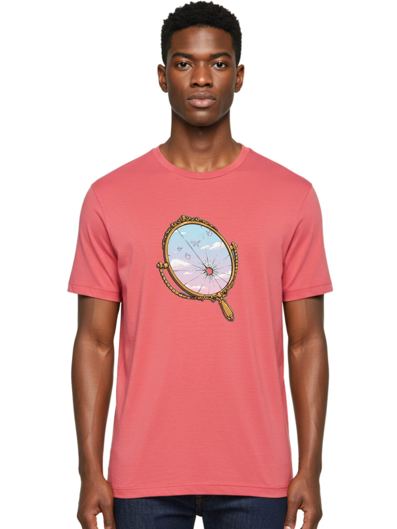 Broken-Mirror Men'S Graphic Tee, 100% Cotton, Comfortable Casual Summer Wear, Machine Washable, Vintage Camera, Old Camera, Antique Camera, Black Camera, Classic Photography, Photography Equipment, Nostalgic Device, Film Camera, Camera Art Bak137
