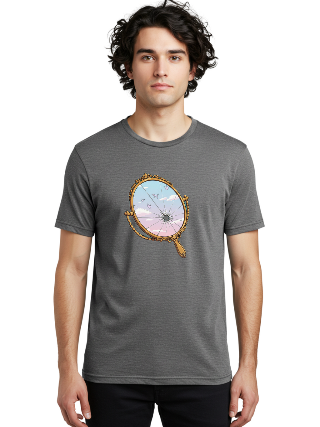 Broken-Mirror Men'S Graphic Tee, 100% Cotton, Comfortable Casual Summer Wear, Machine Washable, Vintage Camera, Old Camera, Antique Camera, Black Camera, Classic Photography, Photography Equipment, Nostalgic Device, Film Camera, Camera Art Bak137