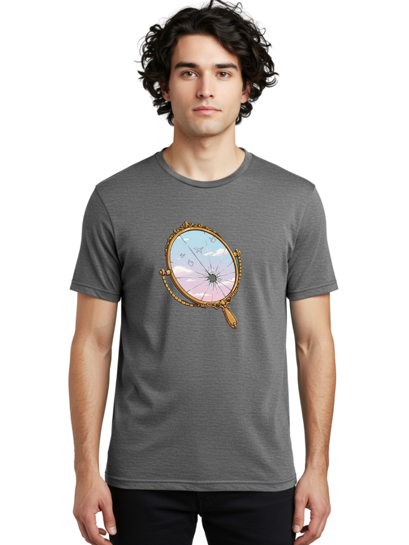 Broken-Mirror Men'S Graphic Tee, 100% Cotton, Comfortable Casual Summer Wear, Machine Washable, Vintage Camera, Old Camera, Antique Camera, Black Camera, Classic Photography, Photography Equipment, Nostalgic Device, Film Camera, Camera Art Bak137