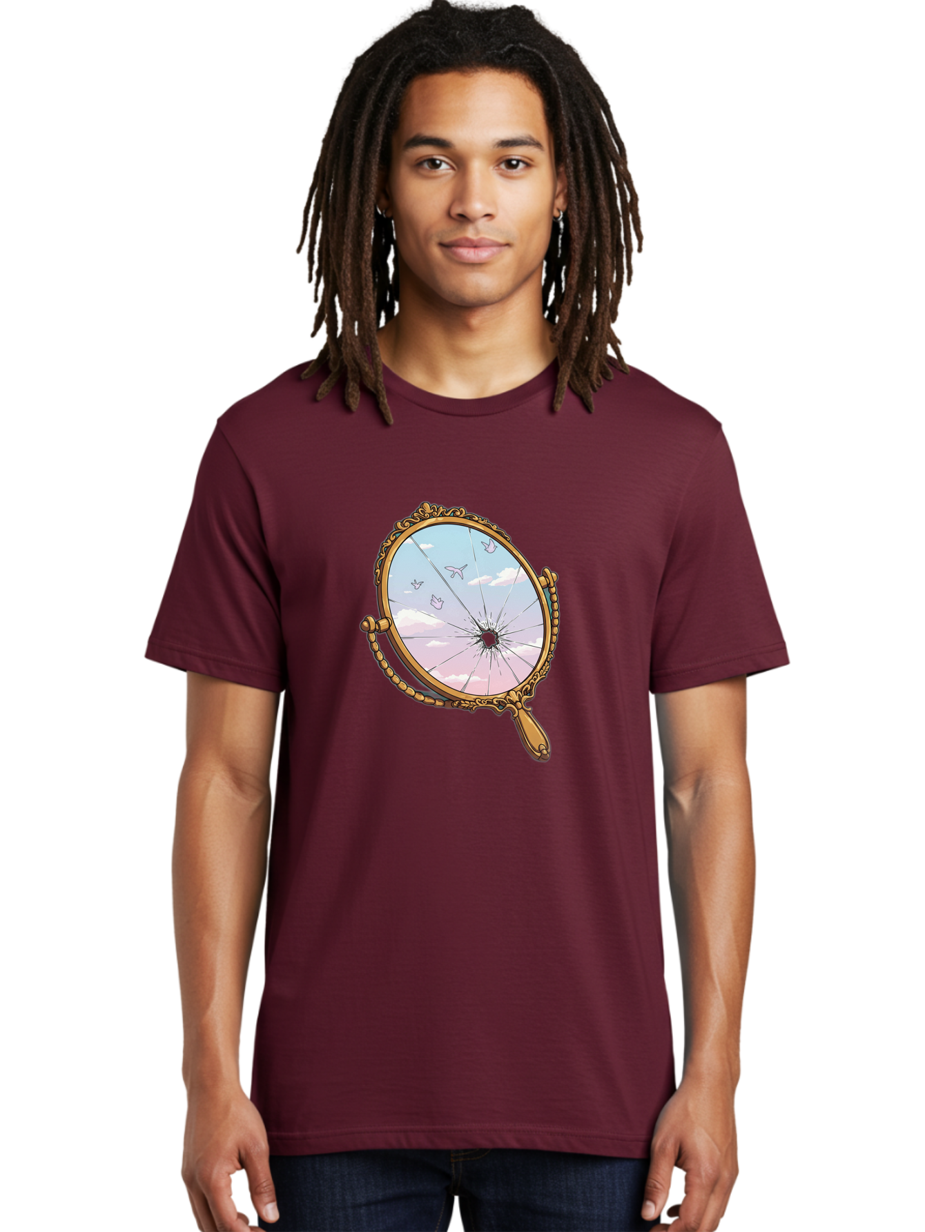 Broken-Mirror Men'S Graphic Tee, 100% Cotton, Comfortable Casual Summer Wear, Machine Washable, Vintage Camera, Old Camera, Antique Camera, Black Camera, Classic Photography, Photography Equipment, Nostalgic Device, Film Camera, Camera Art Bak137