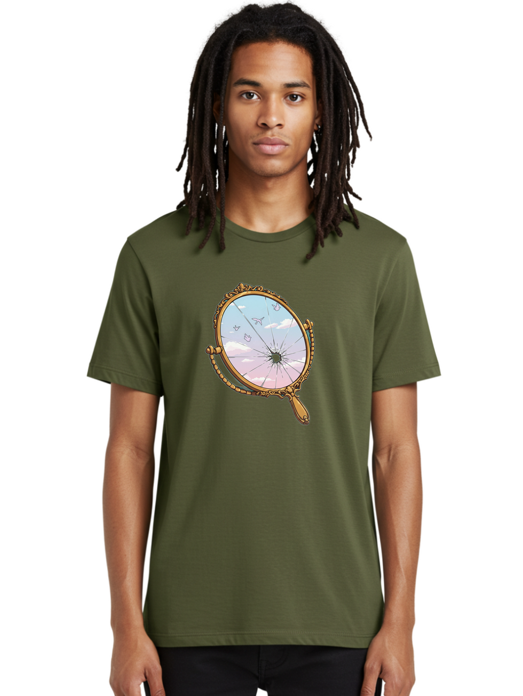 Broken-Mirror Men'S Graphic Tee, 100% Cotton, Comfortable Casual Summer Wear, Machine Washable, Vintage Camera, Old Camera, Antique Camera, Black Camera, Classic Photography, Photography Equipment, Nostalgic Device, Film Camera, Camera Art Bak137
