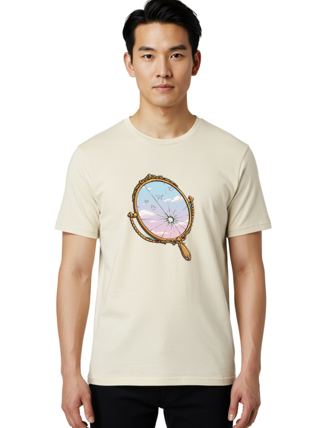 Broken-Mirror Men'S Graphic Tee, 100% Cotton, Comfortable Casual Summer Wear, Machine Washable, Vintage Camera, Old Camera, Antique Camera, Black Camera, Classic Photography, Photography Equipment, Nostalgic Device, Film Camera, Camera Art Bak137