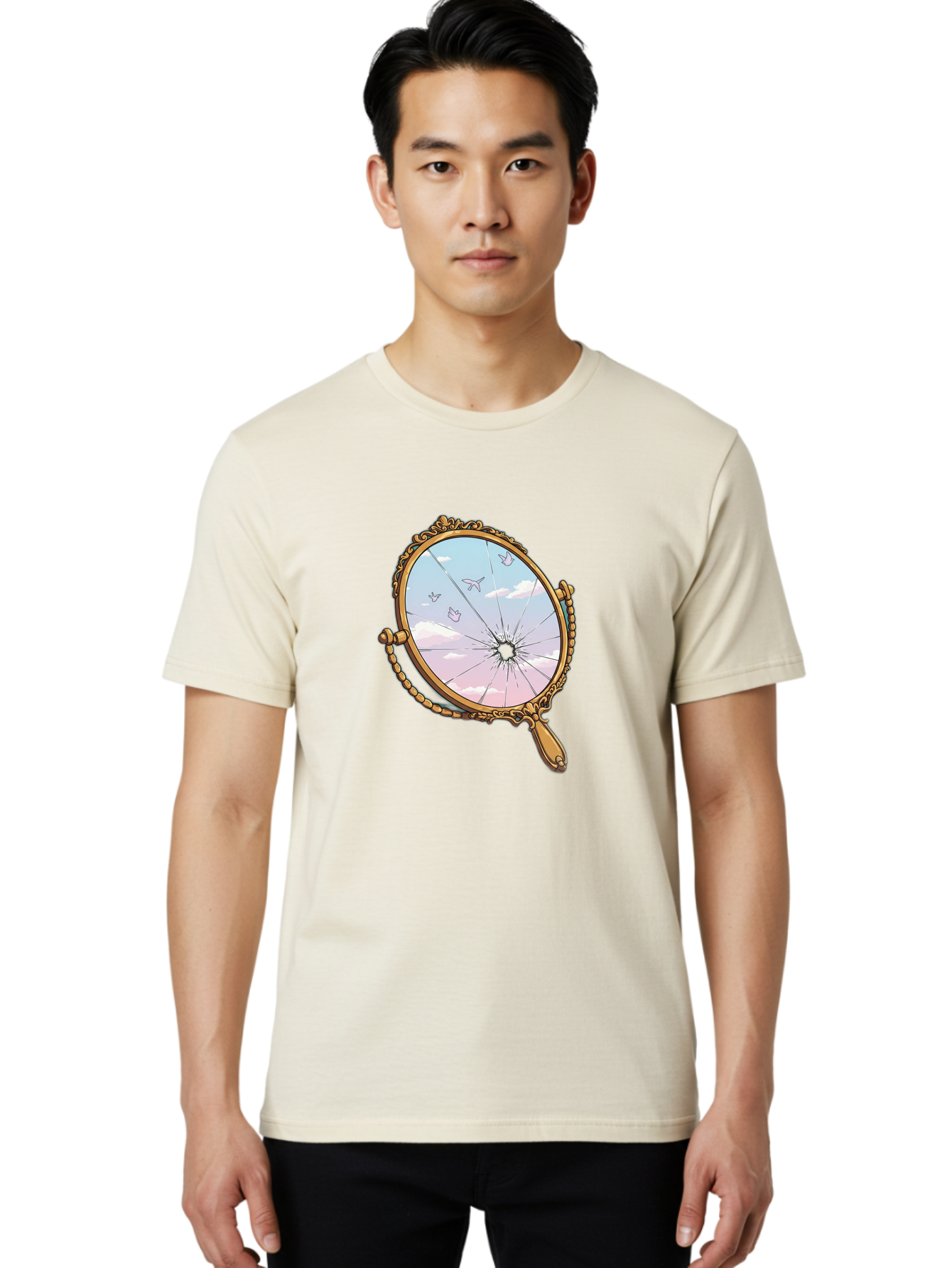 Broken-Mirror Men'S Graphic Tee, 100% Cotton, Comfortable Casual Summer Wear, Machine Washable, Vintage Camera, Old Camera, Antique Camera, Black Camera, Classic Photography, Photography Equipment, Nostalgic Device, Film Camera, Camera Art Bak137