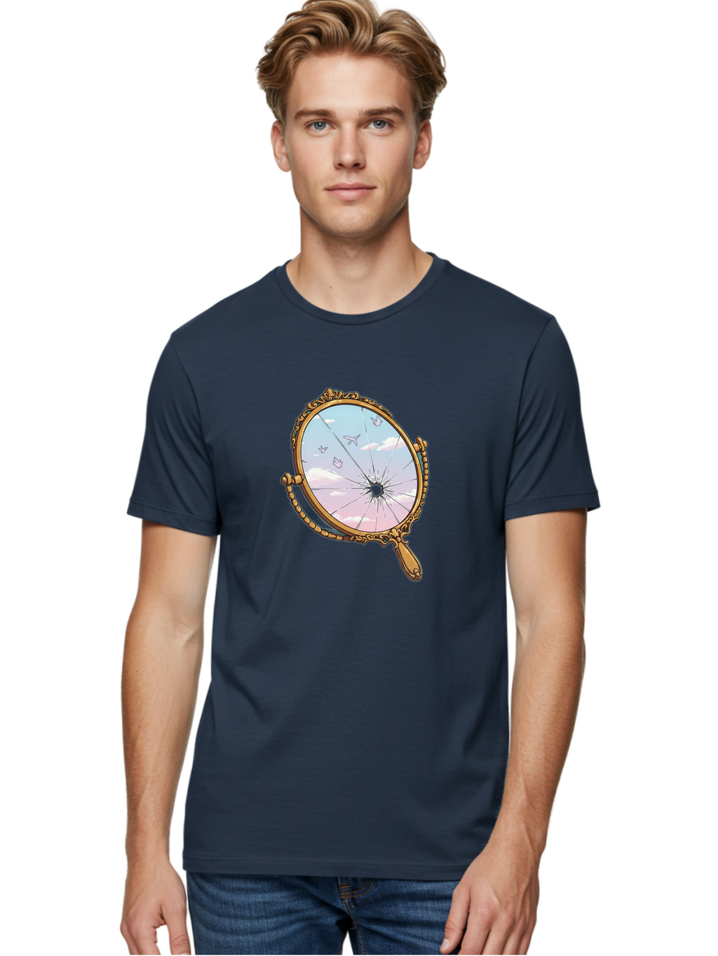 Broken-Mirror Men'S Graphic Tee, 100% Cotton, Comfortable Casual Summer Wear, Machine Washable, Vintage Camera, Old Camera, Antique Camera, Black Camera, Classic Photography, Photography Equipment, Nostalgic Device, Film Camera, Camera Art Bak137