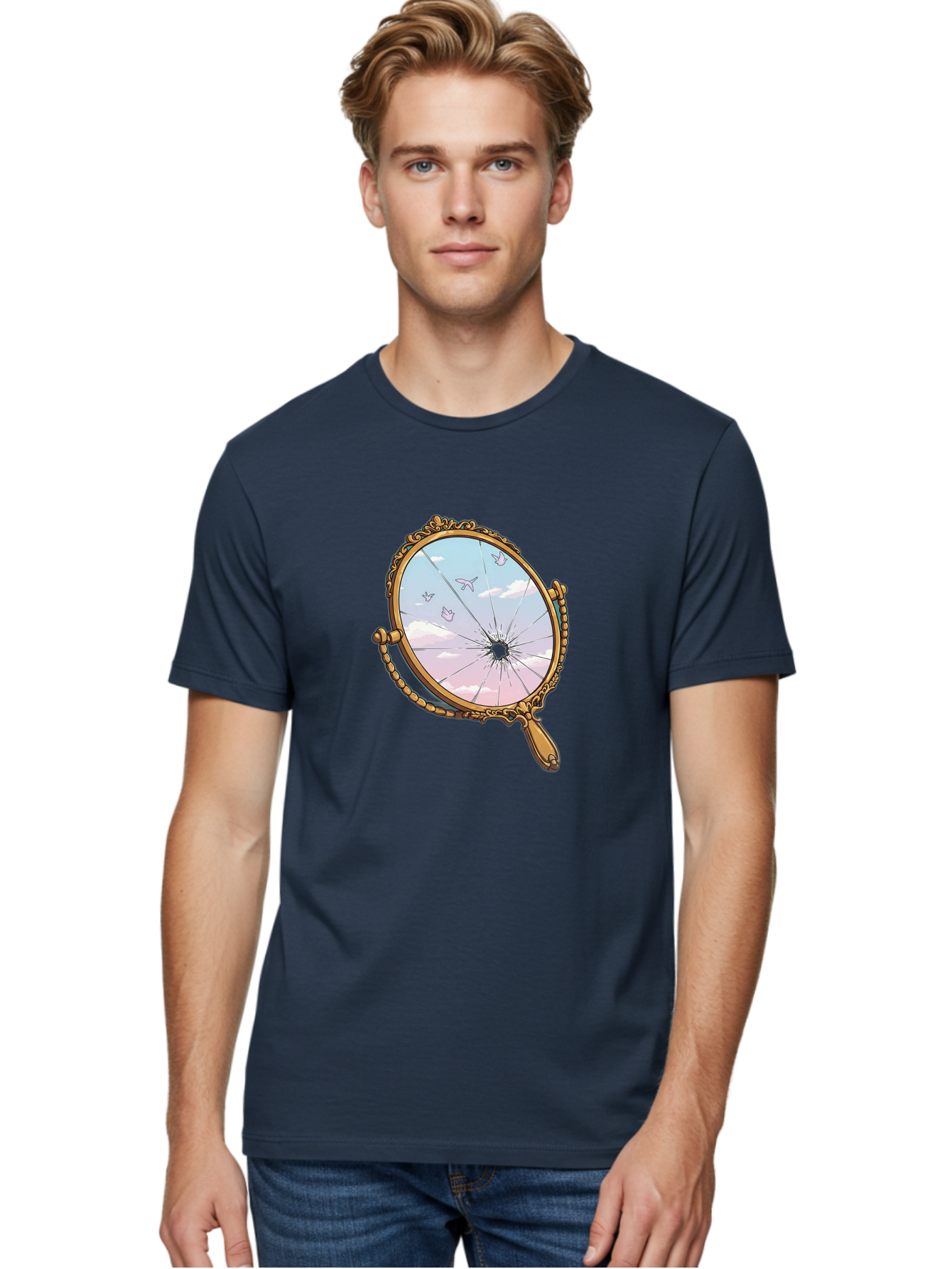 Broken-Mirror Men'S Graphic Tee, 100% Cotton, Comfortable Casual Summer Wear, Machine Washable, Vintage Camera, Old Camera, Antique Camera, Black Camera, Classic Photography, Photography Equipment, Nostalgic Device, Film Camera, Camera Art Bak137
