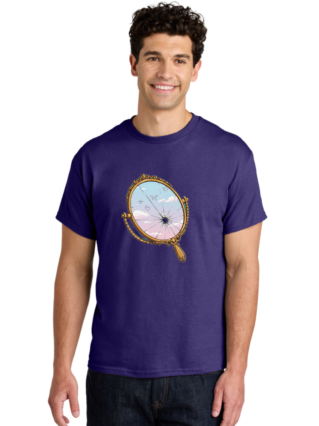 Broken-Mirror Men'S Graphic Tee, 100% Cotton, Comfortable Casual Summer Wear, Machine Washable, Vintage Camera, Old Camera, Antique Camera, Black Camera, Classic Photography, Photography Equipment, Nostalgic Device, Film Camera, Camera Art Bak137