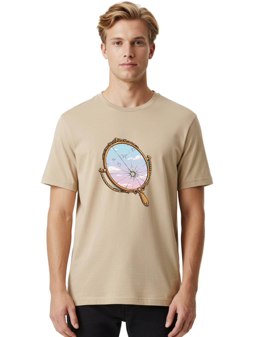 Broken-Mirror Men'S Graphic Tee, 100% Cotton, Comfortable Casual Summer Wear, Machine Washable, Vintage Camera, Old Camera, Antique Camera, Black Camera, Classic Photography, Photography Equipment, Nostalgic Device, Film Camera, Camera Art Bak137