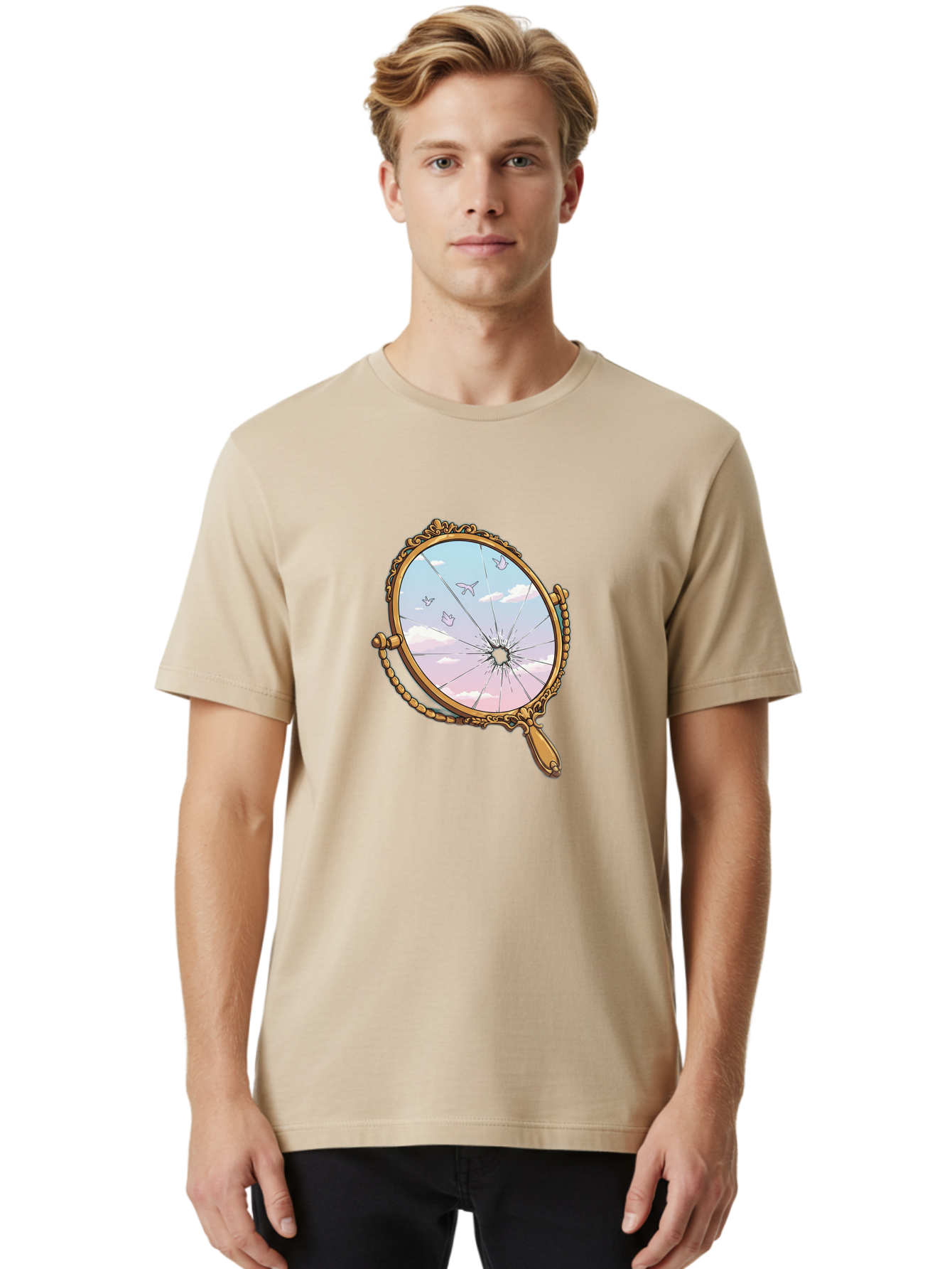 Broken-Mirror Men'S Graphic Tee, 100% Cotton, Comfortable Casual Summer Wear, Machine Washable, Vintage Camera, Old Camera, Antique Camera, Black Camera, Classic Photography, Photography Equipment, Nostalgic Device, Film Camera, Camera Art Bak137