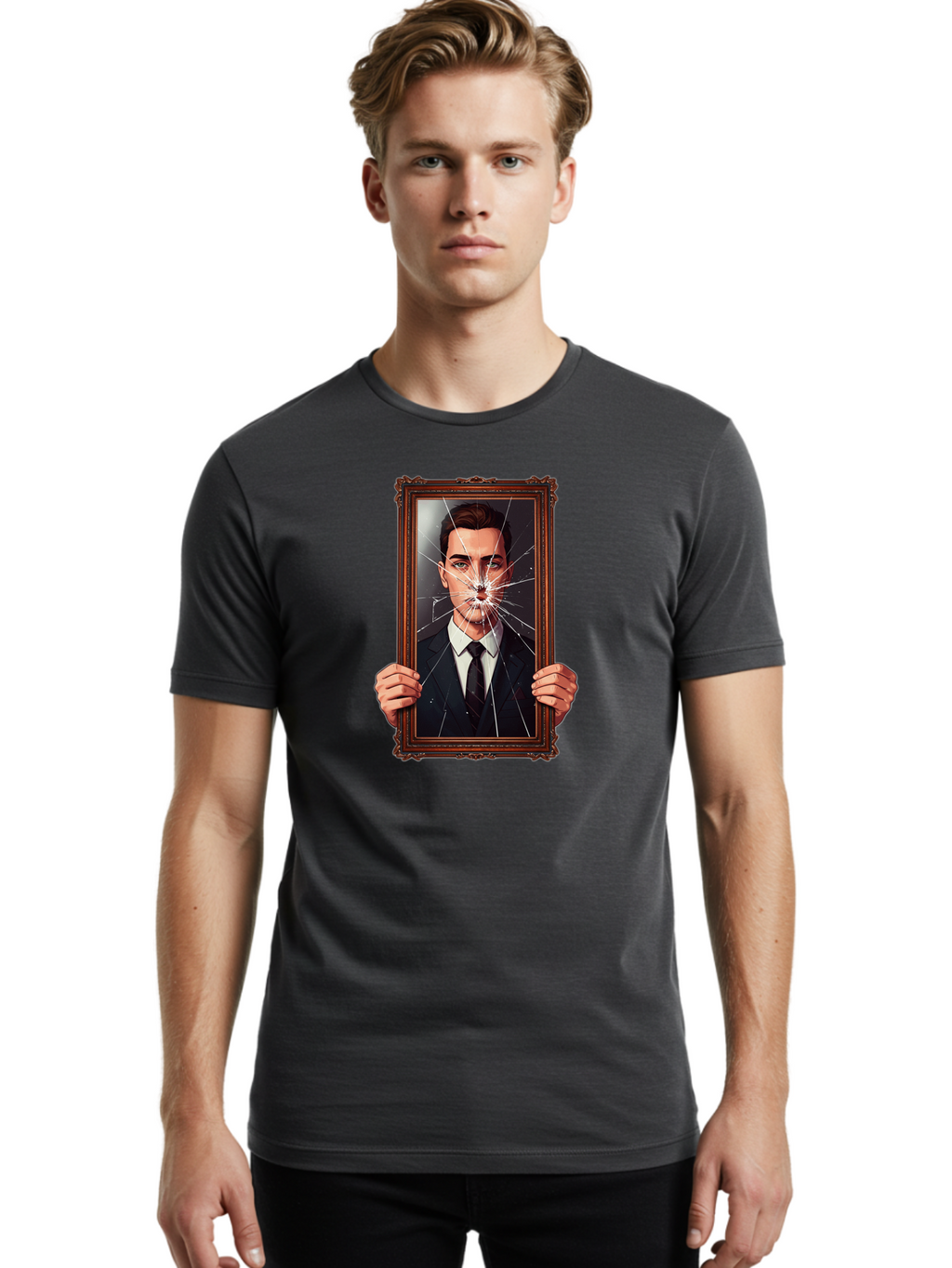 Broken-Portrait Men'S Graphic Tee, 100% Cotton, Comfortable Casual Summer Wear, Machine Washable, Vintage Camera, Old Camera, Antique Camera, Black Camera, Classic Photography, Photography Equipment, Nostalgic Device, Film Camera, Camera Art Bak138