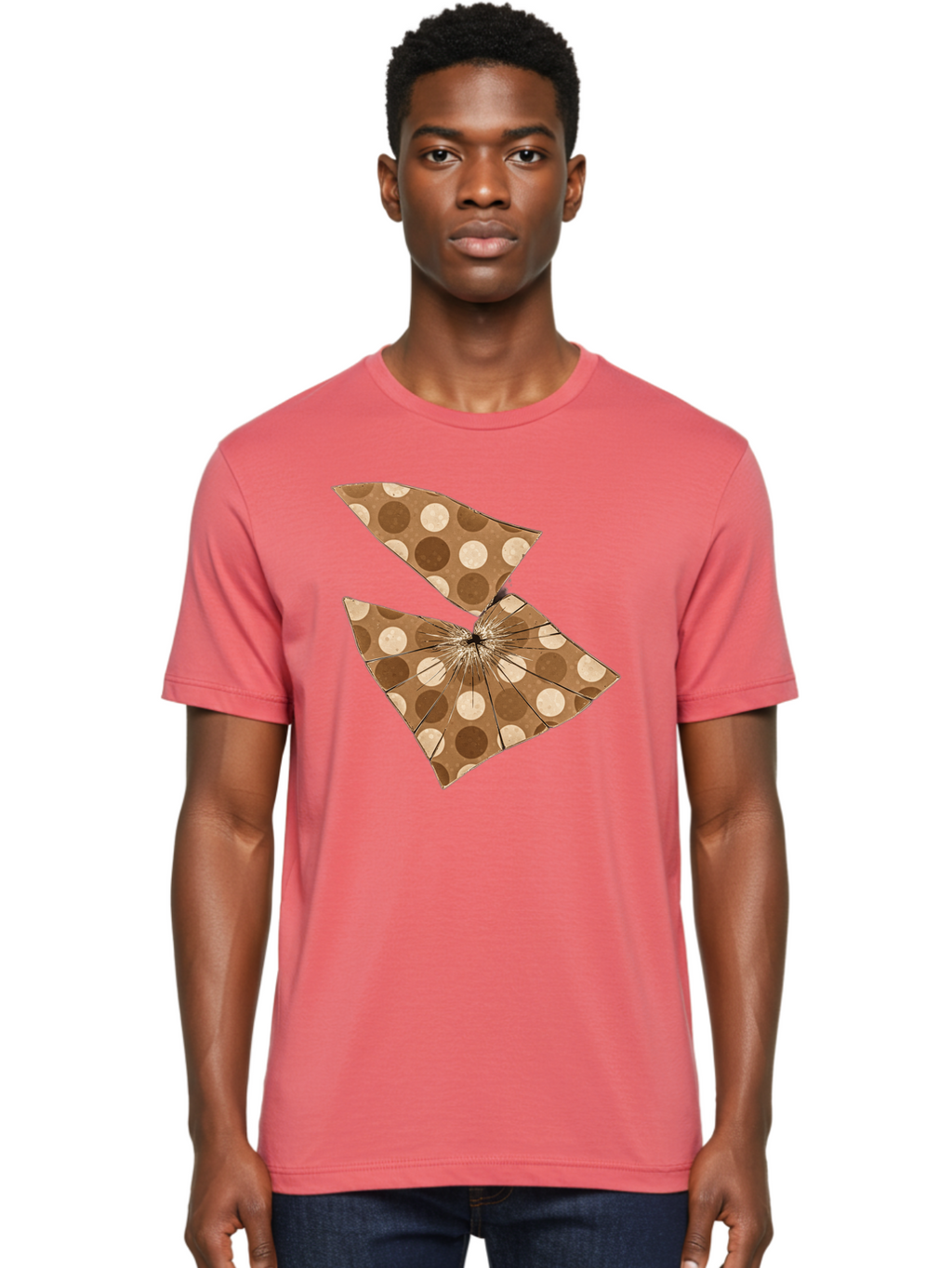 Brown-And-Beige-Polka-Dot-Parasol Men'S Graphic Tee, 100% Cotton, Comfortable Casual Summer Wear, Machine Washable, Vintage Camera, Old Camera, Antique Camera, Black Camera, Classic Photography, Photography Equipment, Nostalgic Device, Bak141