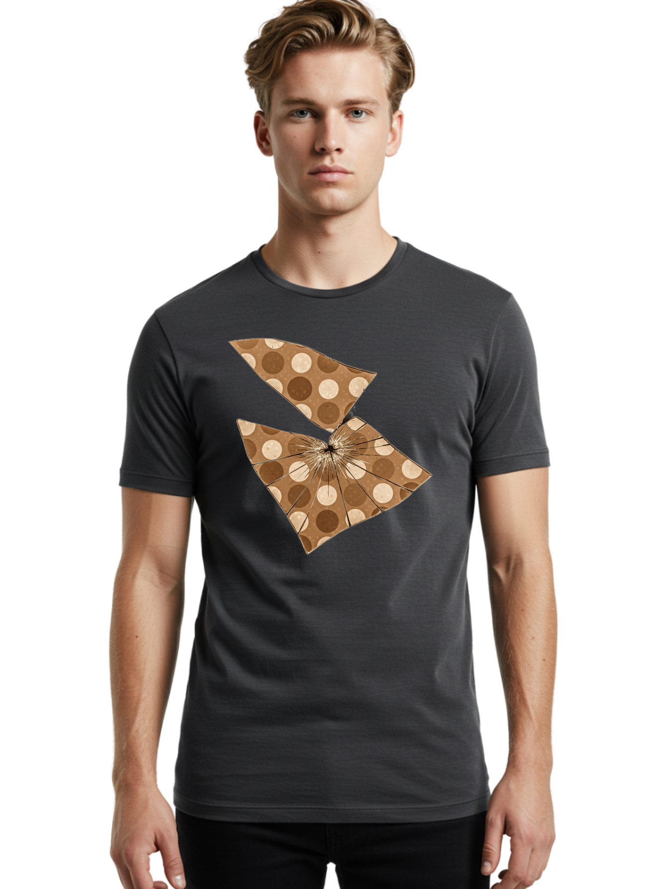Brown-And-Beige-Polka-Dot-Parasol Men'S Graphic Tee, 100% Cotton, Comfortable Casual Summer Wear, Machine Washable, Vintage Camera, Old Camera, Antique Camera, Black Camera, Classic Photography, Photography Equipment, Nostalgic Device, Bak141