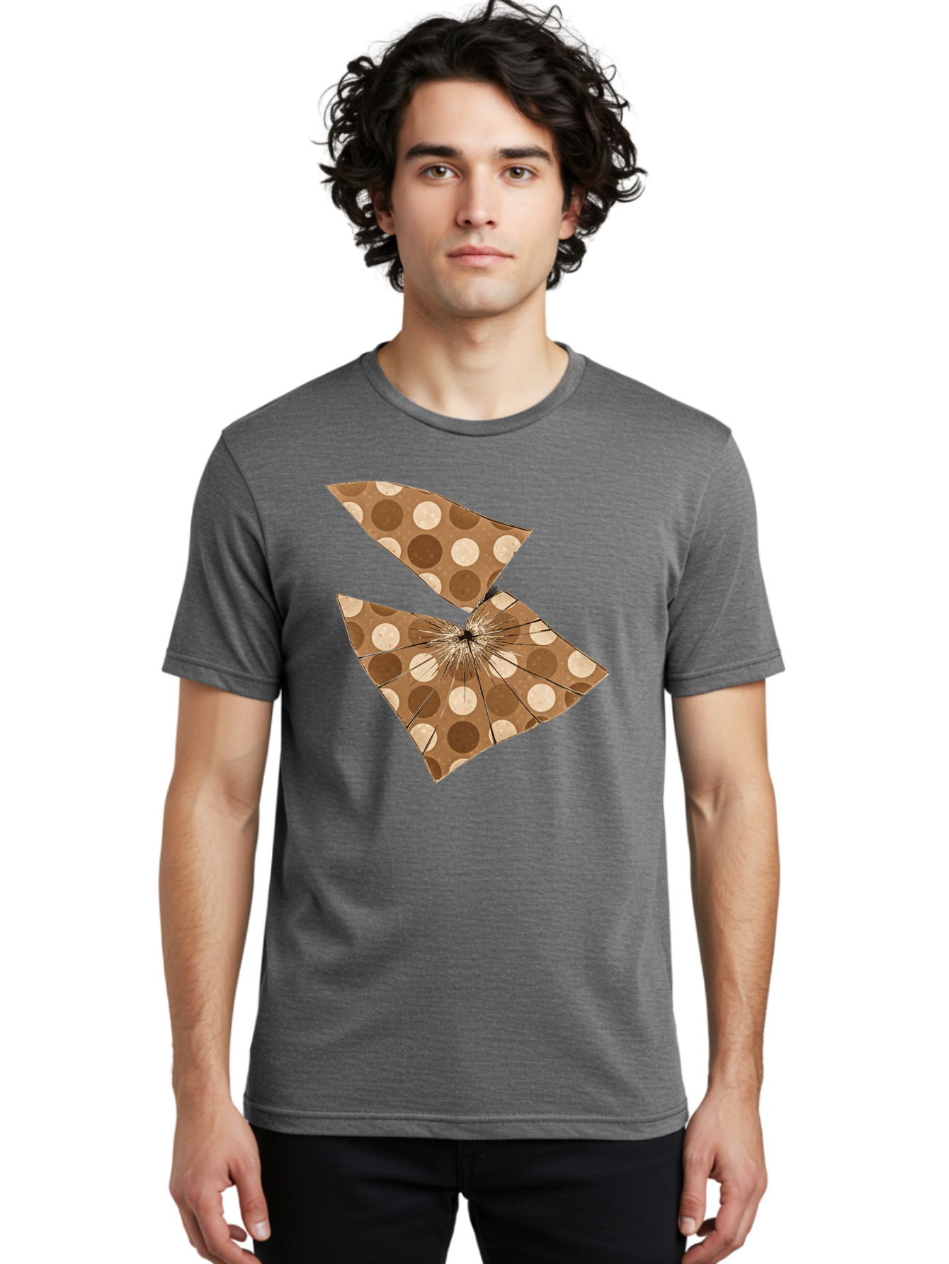 Brown-And-Beige-Polka-Dot-Parasol Men'S Graphic Tee, 100% Cotton, Comfortable Casual Summer Wear, Machine Washable, Vintage Camera, Old Camera, Antique Camera, Black Camera, Classic Photography, Photography Equipment, Nostalgic Device, Bak141
