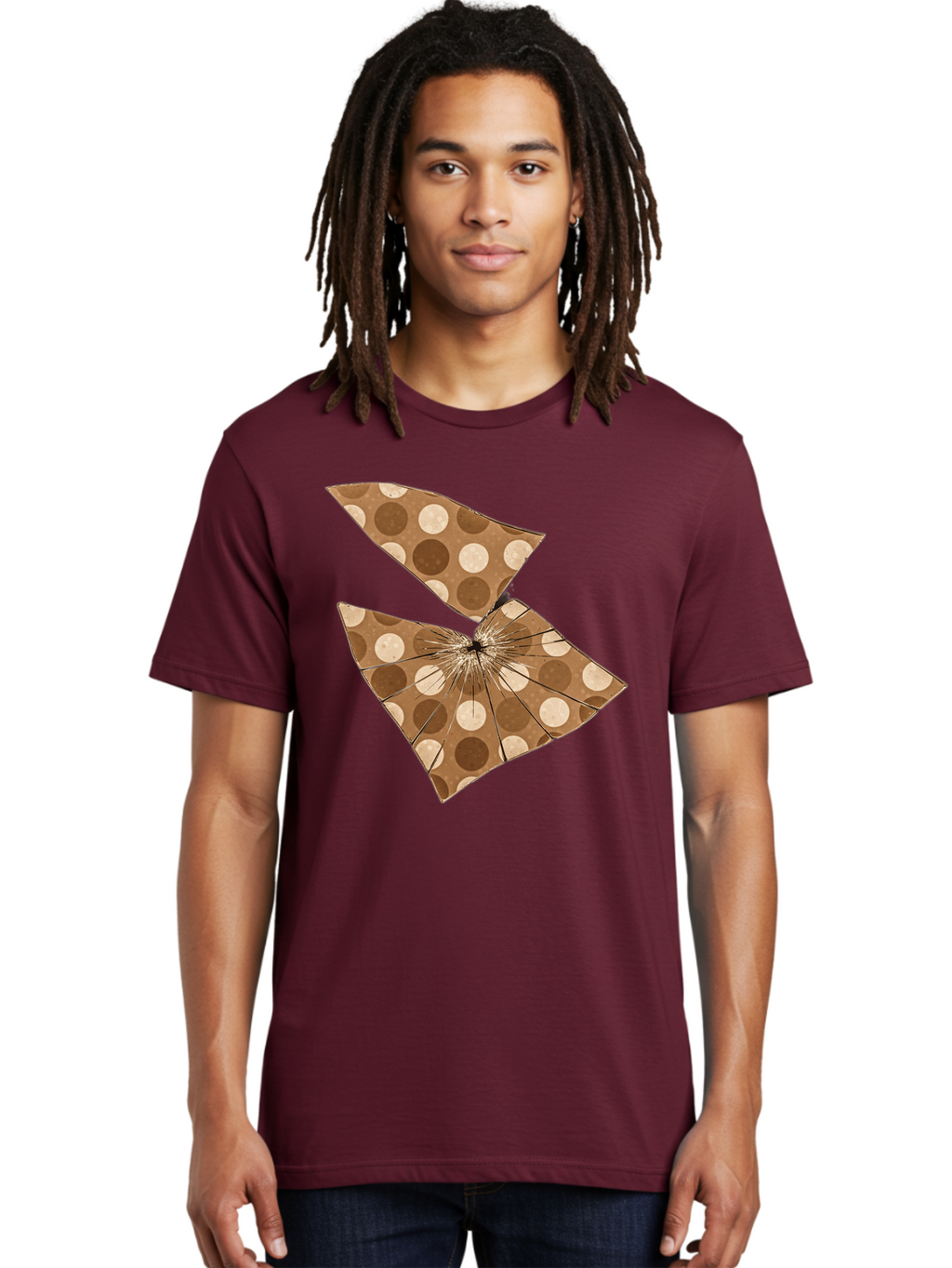 Brown-And-Beige-Polka-Dot-Parasol Men'S Graphic Tee, 100% Cotton, Comfortable Casual Summer Wear, Machine Washable, Vintage Camera, Old Camera, Antique Camera, Black Camera, Classic Photography, Photography Equipment, Nostalgic Device, Bak141