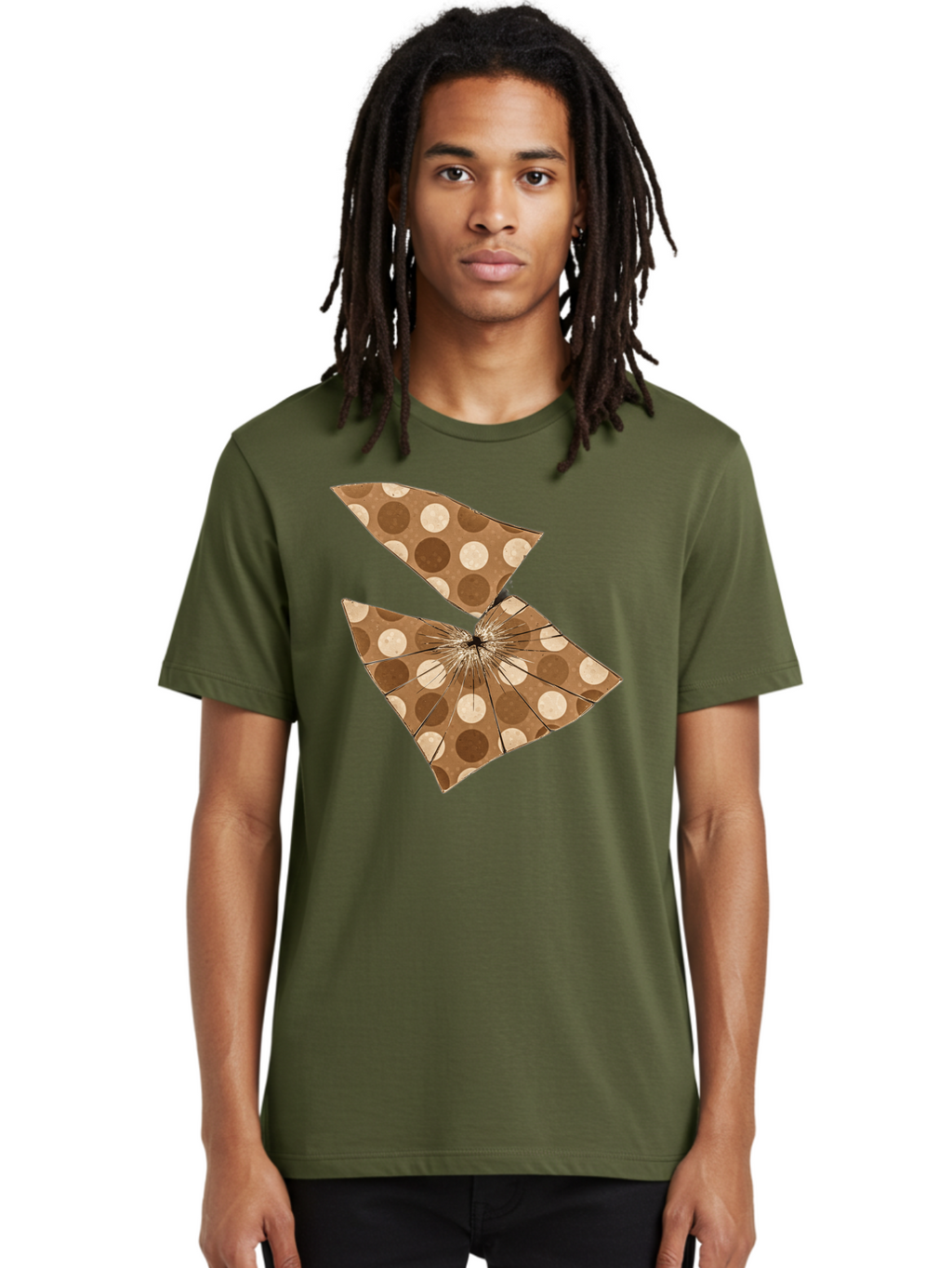 Brown-And-Beige-Polka-Dot-Parasol Men'S Graphic Tee, 100% Cotton, Comfortable Casual Summer Wear, Machine Washable, Vintage Camera, Old Camera, Antique Camera, Black Camera, Classic Photography, Photography Equipment, Nostalgic Device, Bak141