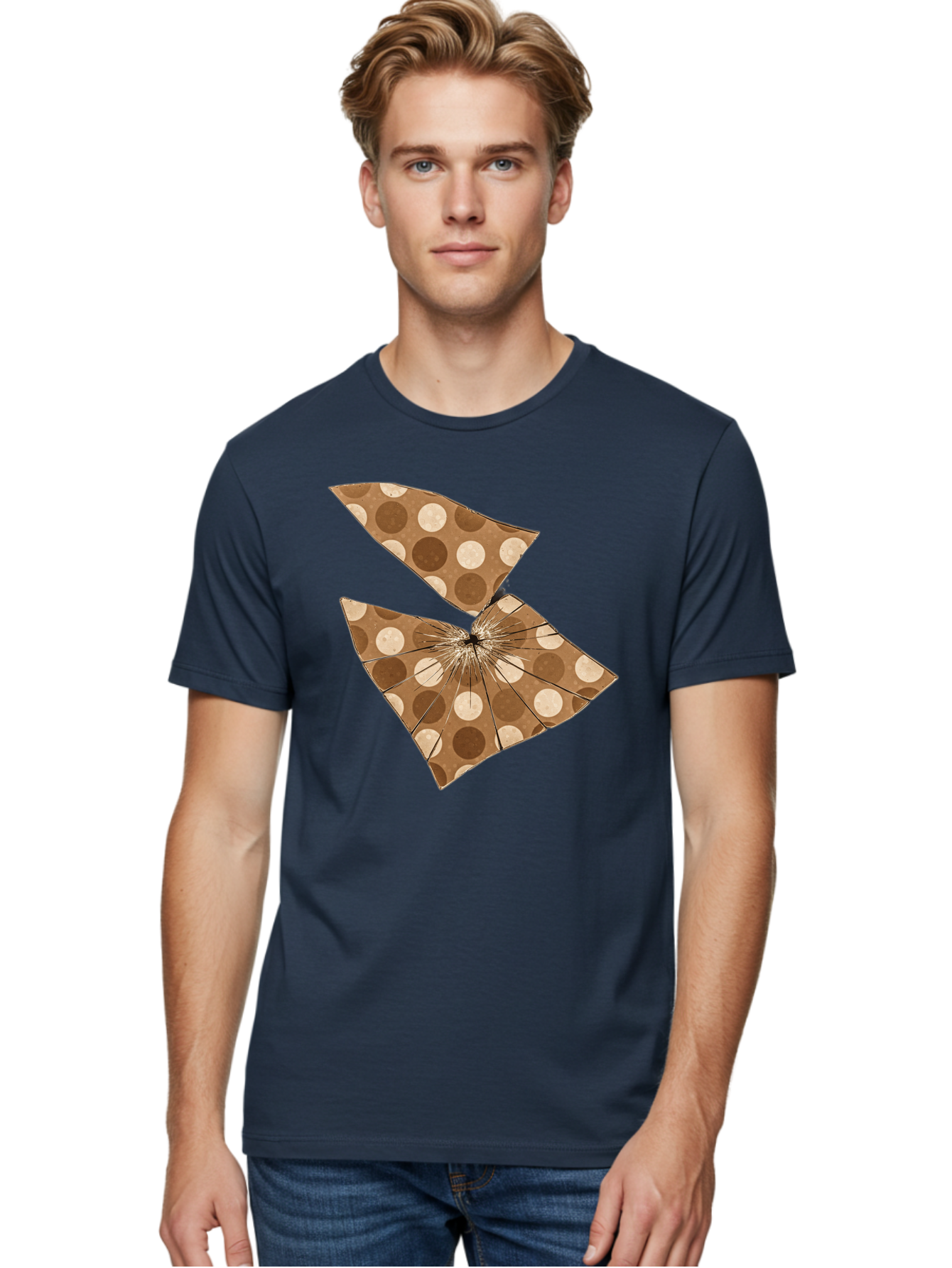Brown-And-Beige-Polka-Dot-Parasol Men'S Graphic Tee, 100% Cotton, Comfortable Casual Summer Wear, Machine Washable, Vintage Camera, Old Camera, Antique Camera, Black Camera, Classic Photography, Photography Equipment, Nostalgic Device, Bak141