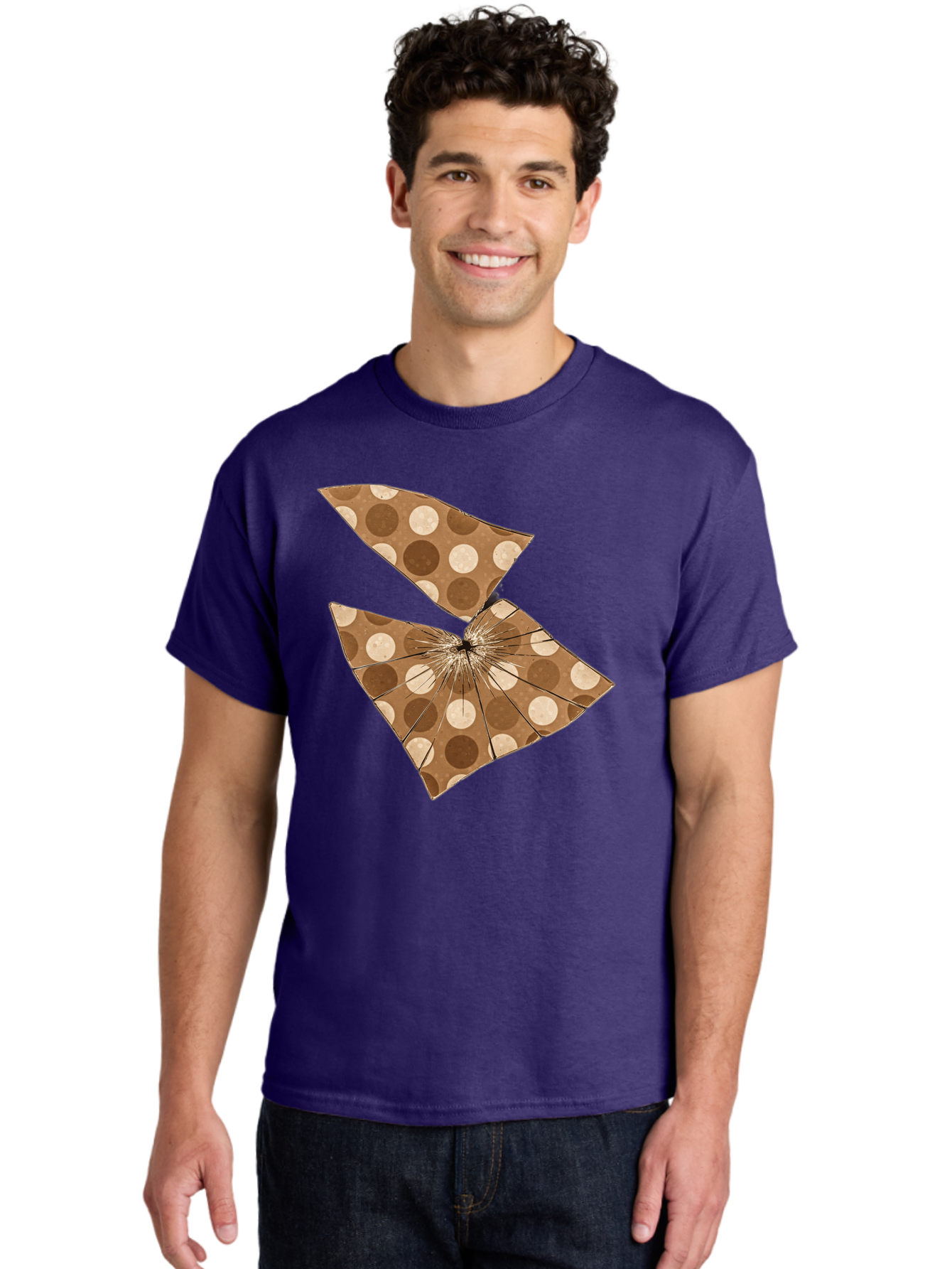 Brown-And-Beige-Polka-Dot-Parasol Men'S Graphic Tee, 100% Cotton, Comfortable Casual Summer Wear, Machine Washable, Vintage Camera, Old Camera, Antique Camera, Black Camera, Classic Photography, Photography Equipment, Nostalgic Device, Bak141