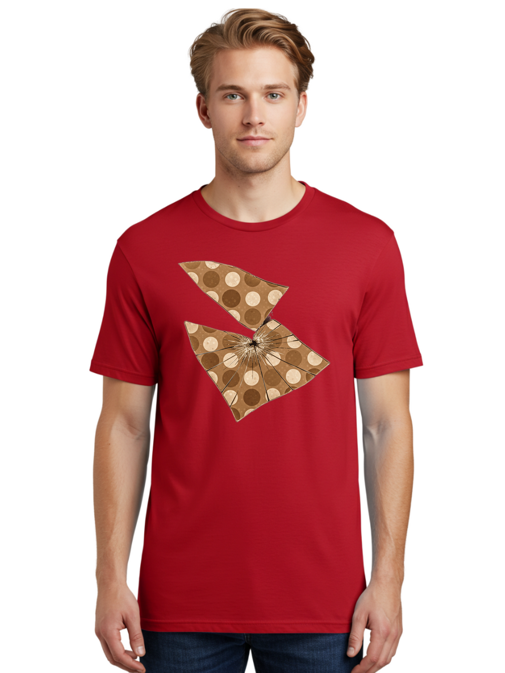 Brown-And-Beige-Polka-Dot-Parasol Men'S Graphic Tee, 100% Cotton, Comfortable Casual Summer Wear, Machine Washable, Vintage Camera, Old Camera, Antique Camera, Black Camera, Classic Photography, Photography Equipment, Nostalgic Device, Bak141