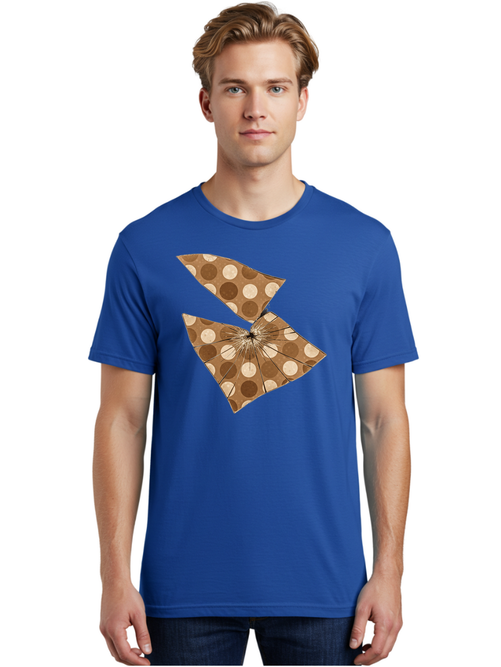 Brown-And-Beige-Polka-Dot-Parasol Men'S Graphic Tee, 100% Cotton, Comfortable Casual Summer Wear, Machine Washable, Vintage Camera, Old Camera, Antique Camera, Black Camera, Classic Photography, Photography Equipment, Nostalgic Device, Bak141