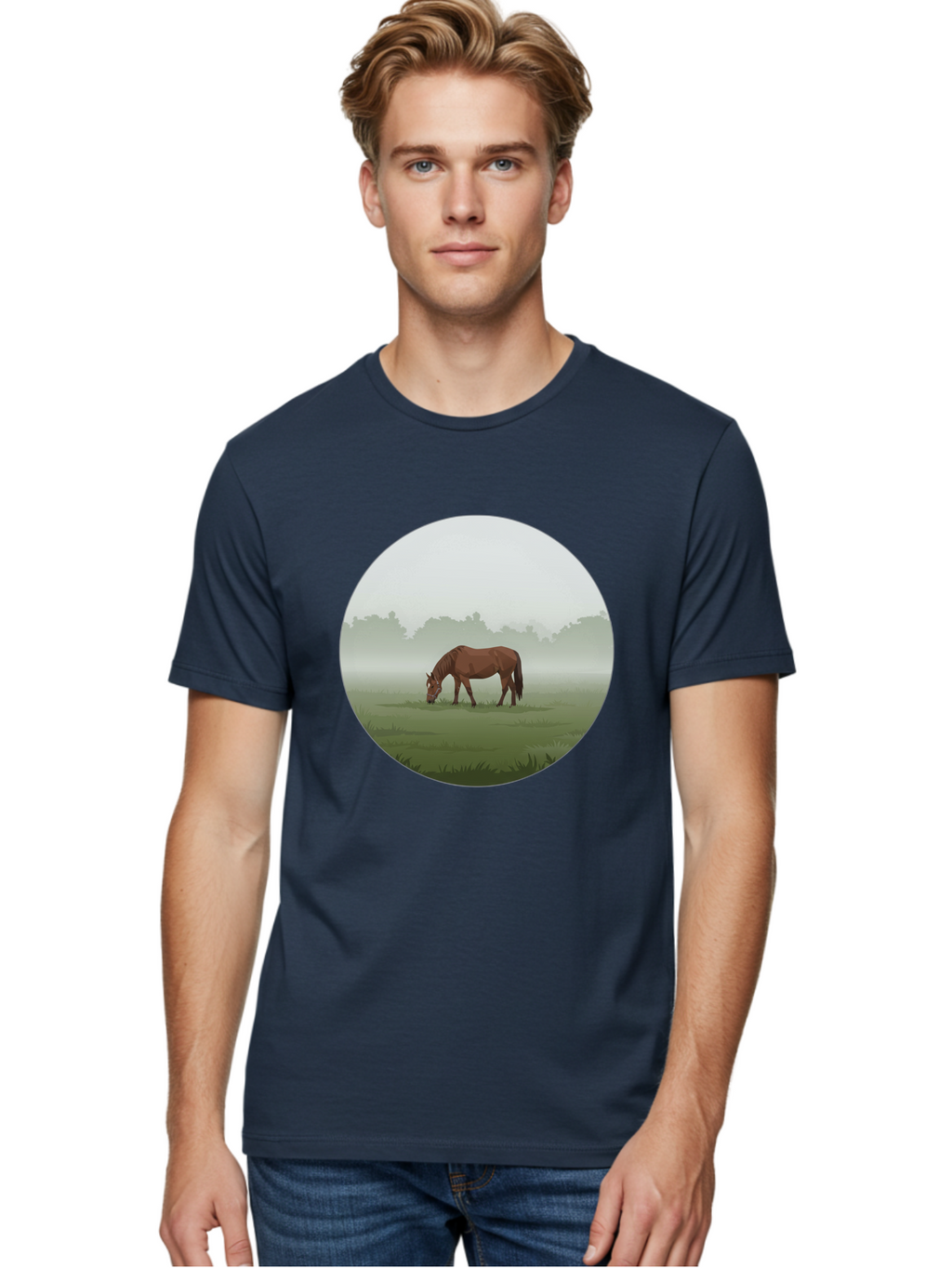 Brown-Horse-Grazing Men'S Graphic Tee, 100% Cotton, Comfortable Casual Summer Wear, Machine Washable, Vintage Camera, Old Camera, Antique Camera, Black Camera, Classic Photography, Photography Equipment, Nostalgic Device, Film Camera, Bak142