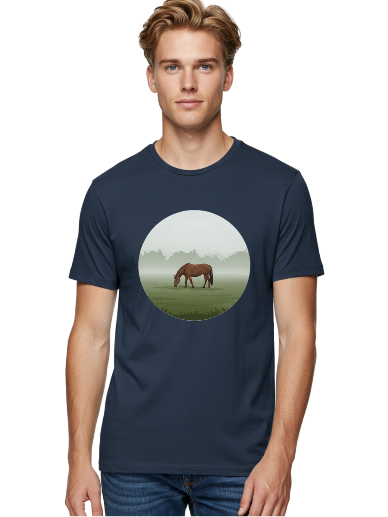 Brown-Horse-Grazing Men'S Graphic Tee, 100% Cotton, Comfortable Casual Summer Wear, Machine Washable, Vintage Camera, Old Camera, Antique Camera, Black Camera, Classic Photography, Photography Equipment, Nostalgic Device, Film Camera, Bak142