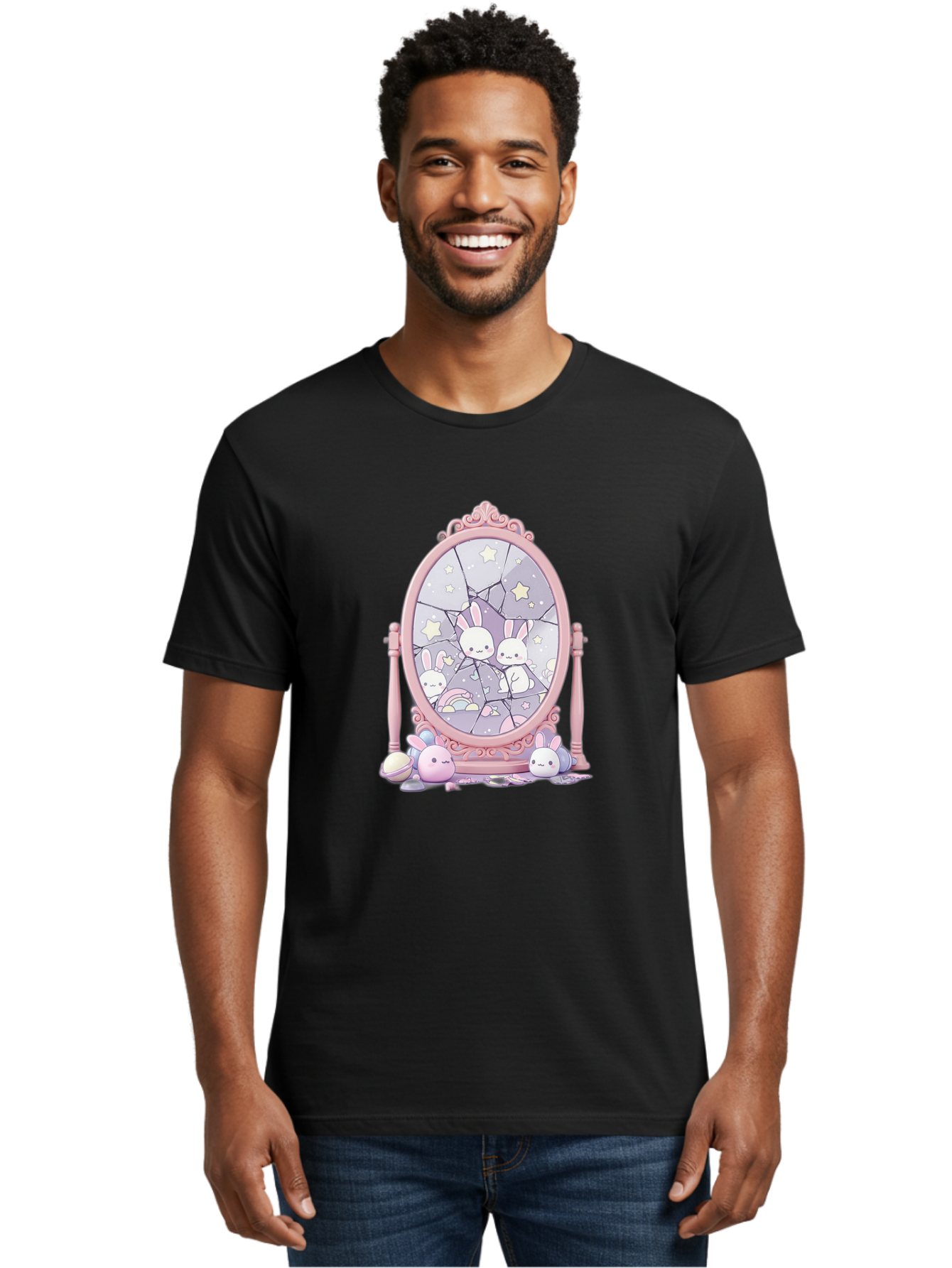 Bunnies-And-Mirror Men'S Graphic Tee, 100% Cotton, Comfortable Casual Summer Wear, Machine Washable, Vintage Camera, Old Camera, Antique Camera, Black Camera, Classic Photography, Photography Equipment, Nostalgic Device, Film Camera, Bak146