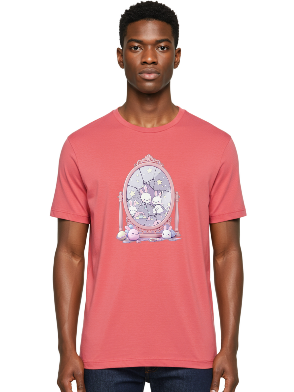 Bunnies-And-Mirror Men'S Graphic Tee, 100% Cotton, Comfortable Casual Summer Wear, Machine Washable, Vintage Camera, Old Camera, Antique Camera, Black Camera, Classic Photography, Photography Equipment, Nostalgic Device, Film Camera, Bak146