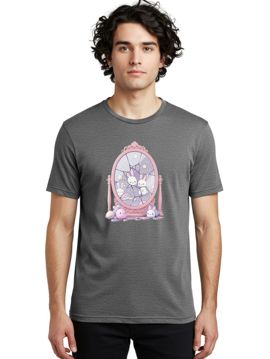 Bunnies-And-Mirror Men'S Graphic Tee, 100% Cotton, Comfortable Casual Summer Wear, Machine Washable, Vintage Camera, Old Camera, Antique Camera, Black Camera, Classic Photography, Photography Equipment, Nostalgic Device, Film Camera, Bak146