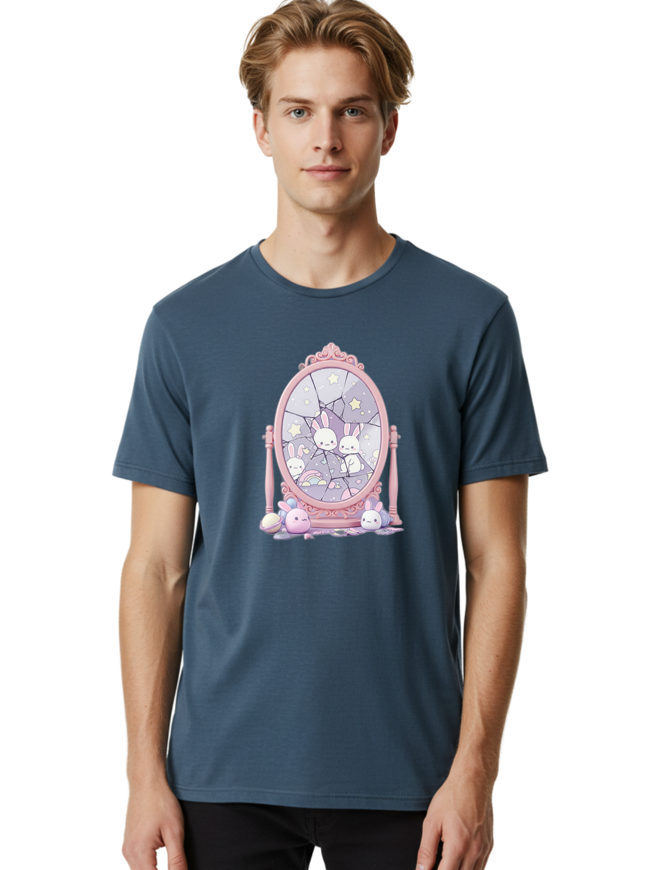 Bunnies-And-Mirror Men'S Graphic Tee, 100% Cotton, Comfortable Casual Summer Wear, Machine Washable, Vintage Camera, Old Camera, Antique Camera, Black Camera, Classic Photography, Photography Equipment, Nostalgic Device, Film Camera, Bak146