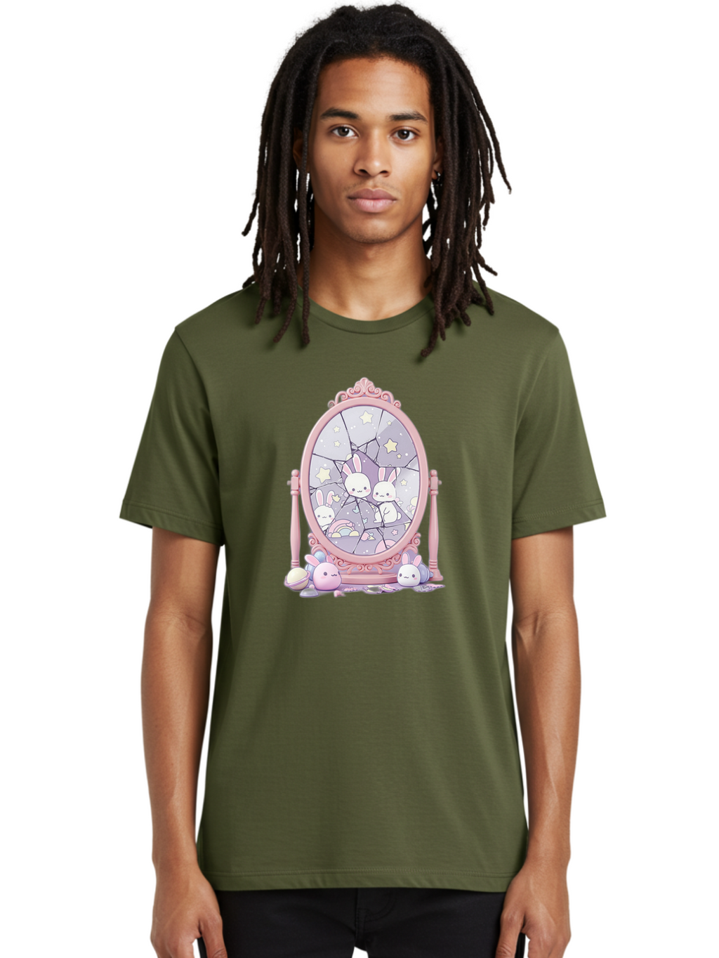Bunnies-And-Mirror Men'S Graphic Tee, 100% Cotton, Comfortable Casual Summer Wear, Machine Washable, Vintage Camera, Old Camera, Antique Camera, Black Camera, Classic Photography, Photography Equipment, Nostalgic Device, Film Camera, Bak146