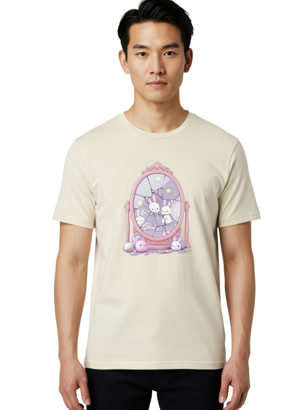 Bunnies-And-Mirror Men'S Graphic Tee, 100% Cotton, Comfortable Casual Summer Wear, Machine Washable, Vintage Camera, Old Camera, Antique Camera, Black Camera, Classic Photography, Photography Equipment, Nostalgic Device, Film Camera, Bak146