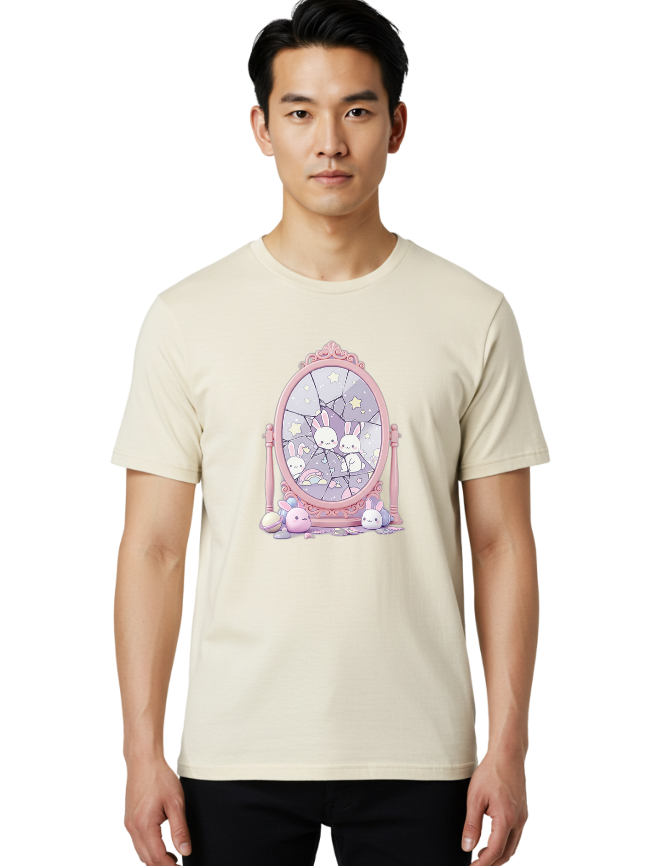 Bunnies-And-Mirror Men'S Graphic Tee, 100% Cotton, Comfortable Casual Summer Wear, Machine Washable, Vintage Camera, Old Camera, Antique Camera, Black Camera, Classic Photography, Photography Equipment, Nostalgic Device, Film Camera, Bak146
