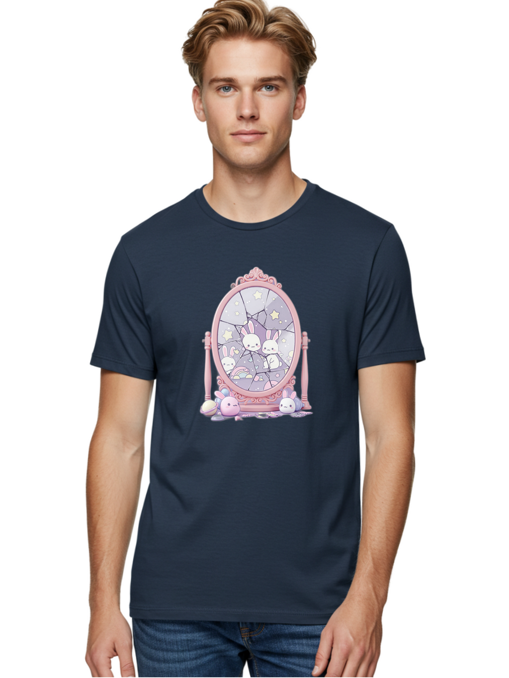 Bunnies-And-Mirror Men'S Graphic Tee, 100% Cotton, Comfortable Casual Summer Wear, Machine Washable, Vintage Camera, Old Camera, Antique Camera, Black Camera, Classic Photography, Photography Equipment, Nostalgic Device, Film Camera, Bak146