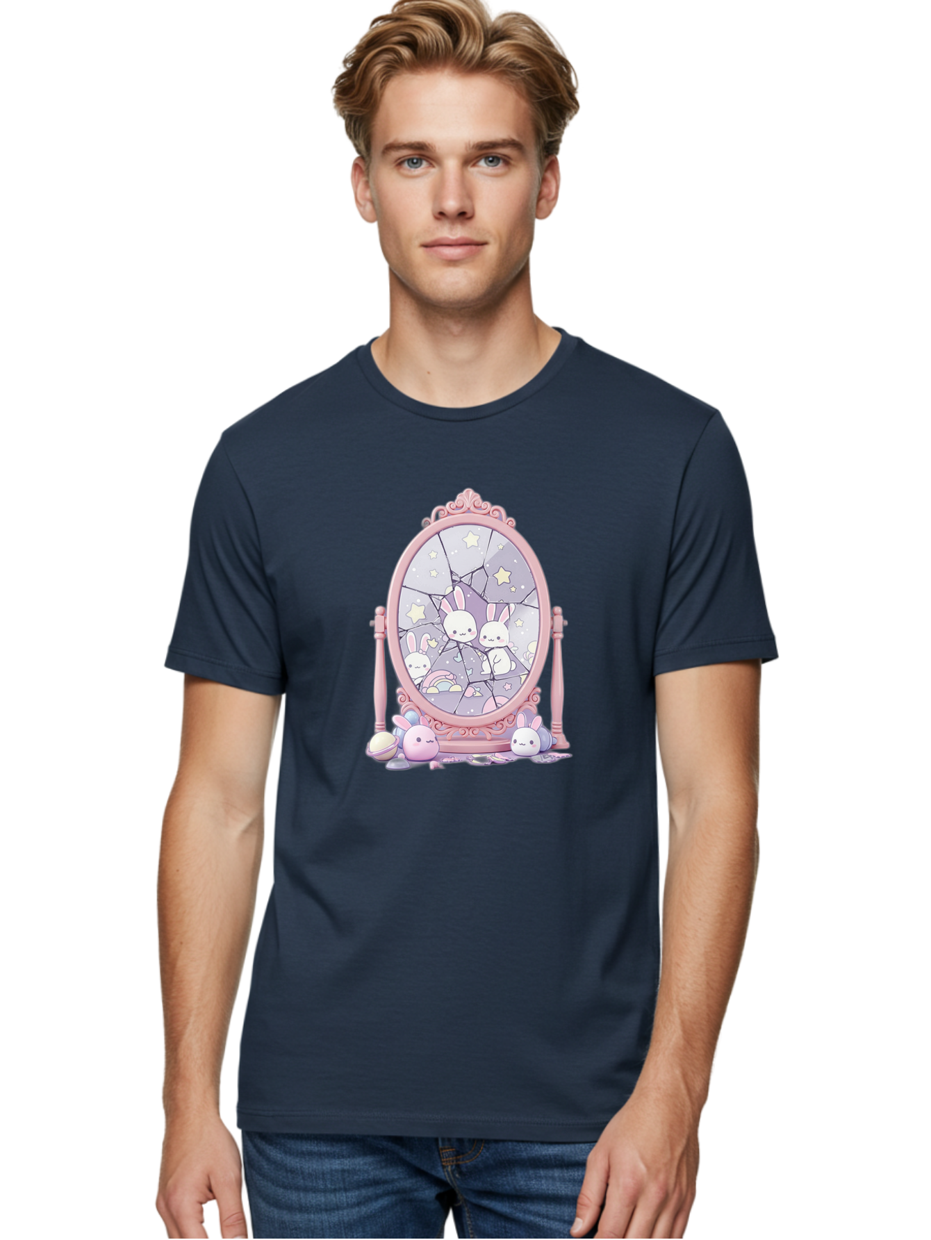 Bunnies-And-Mirror Men'S Graphic Tee, 100% Cotton, Comfortable Casual Summer Wear, Machine Washable, Vintage Camera, Old Camera, Antique Camera, Black Camera, Classic Photography, Photography Equipment, Nostalgic Device, Film Camera, Bak146