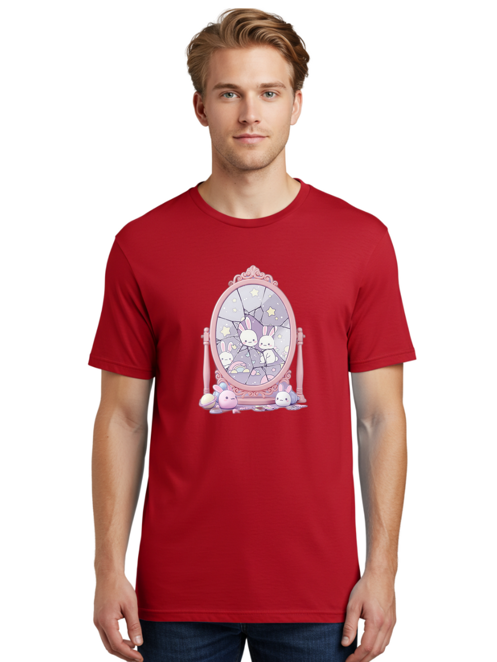 Bunnies-And-Mirror Men'S Graphic Tee, 100% Cotton, Comfortable Casual Summer Wear, Machine Washable, Vintage Camera, Old Camera, Antique Camera, Black Camera, Classic Photography, Photography Equipment, Nostalgic Device, Film Camera, Bak146