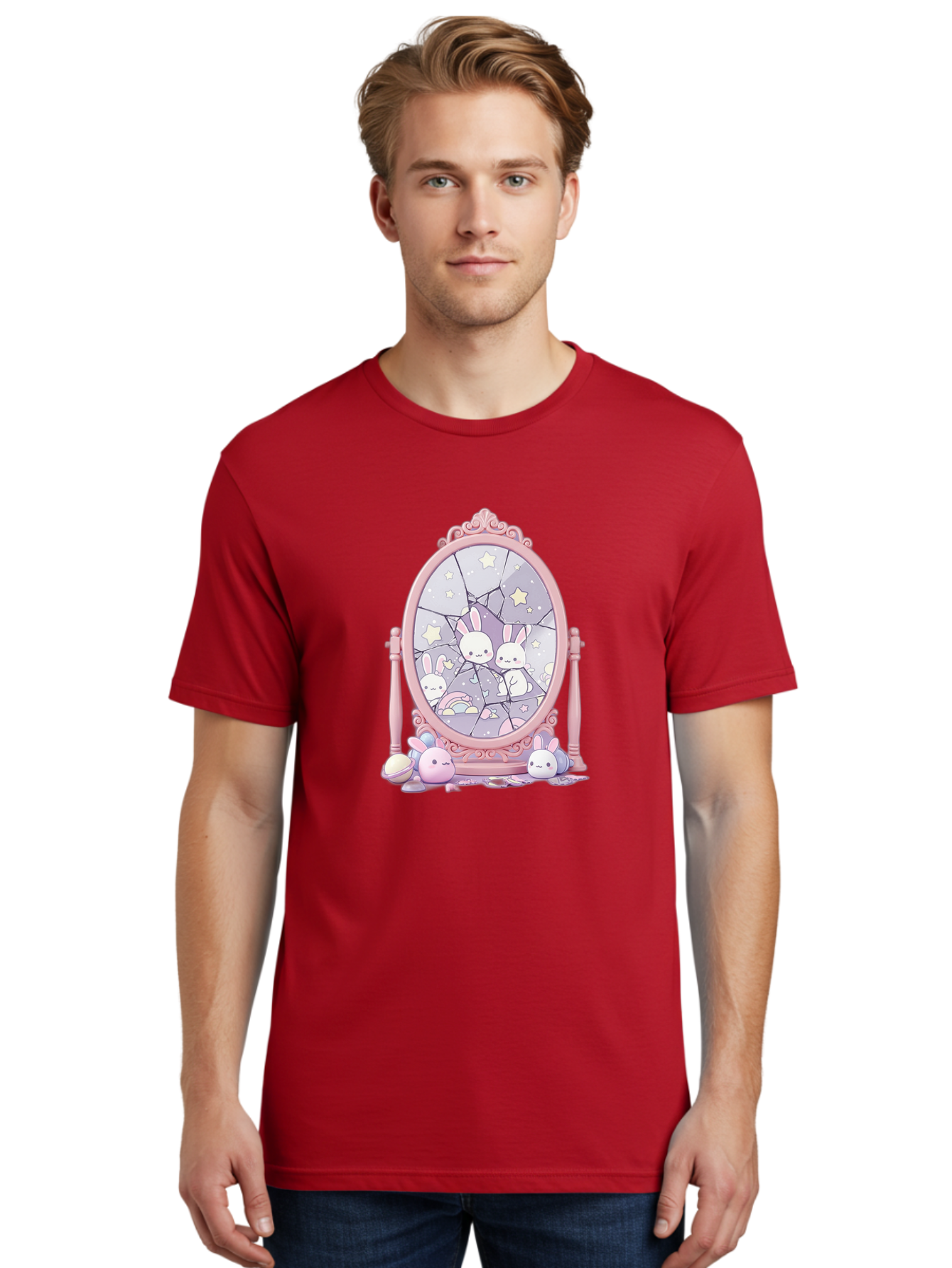 Bunnies-And-Mirror Men'S Graphic Tee, 100% Cotton, Comfortable Casual Summer Wear, Machine Washable, Vintage Camera, Old Camera, Antique Camera, Black Camera, Classic Photography, Photography Equipment, Nostalgic Device, Film Camera, Bak146
