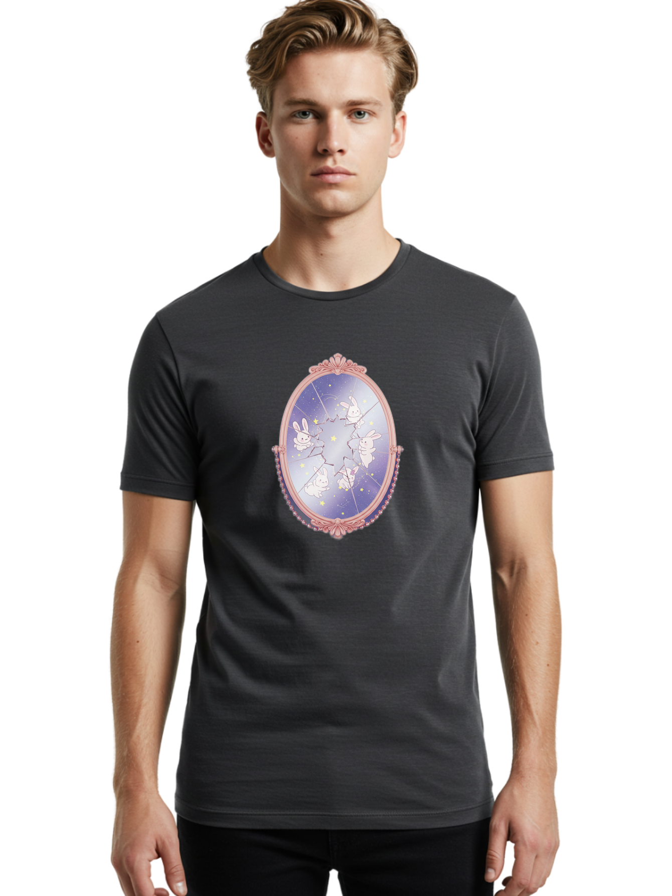 Bunnies-In-Broken-Mirror Men'S Graphic Tee, 100% Cotton, Comfortable Casual Summer Wear, Machine Washable, Vintage Camera, Old Camera, Antique Camera, Black Camera, Classic Photography, Photography Equipment, Nostalgic Device, Film Camera, Bak147