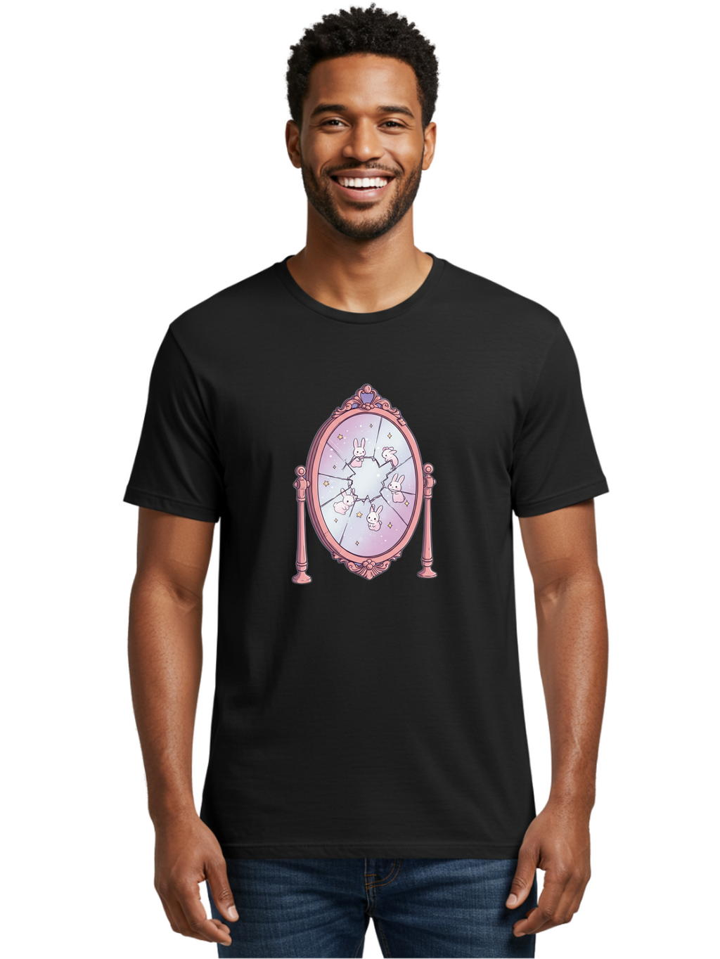 Bunny-Mirror Men'S Graphic Tee, 100% Cotton, Comfortable Casual Summer Wear, Machine Washable, Vintage Camera, Old Camera, Antique Camera, Black Camera, Classic Photography, Photography Equipment, Nostalgic Device, Film Camera, Camera Art Bak149