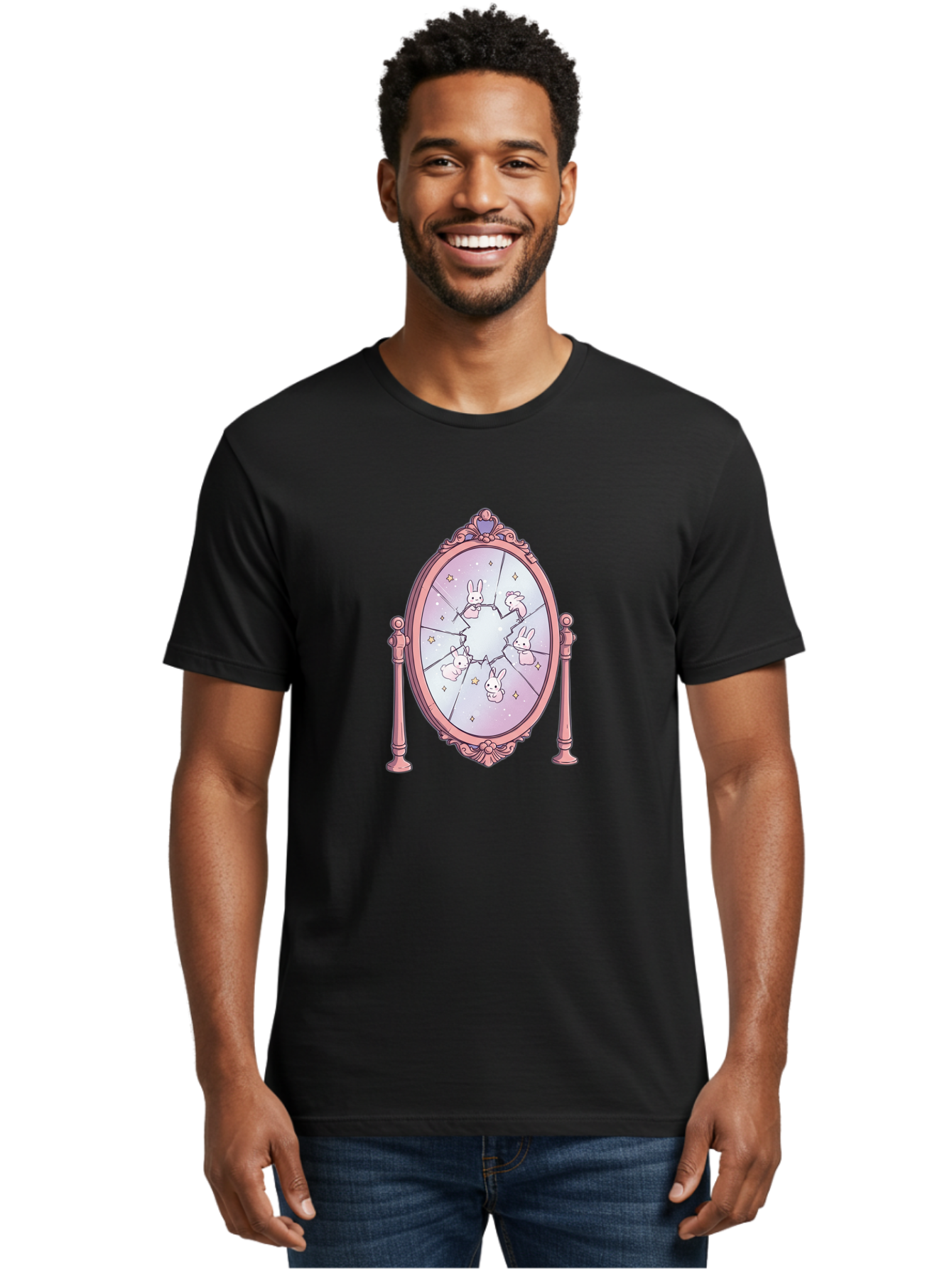 Bunny-Mirror Men'S Graphic Tee, 100% Cotton, Comfortable Casual Summer Wear, Machine Washable, Vintage Camera, Old Camera, Antique Camera, Black Camera, Classic Photography, Photography Equipment, Nostalgic Device, Film Camera, Camera Art Bak149