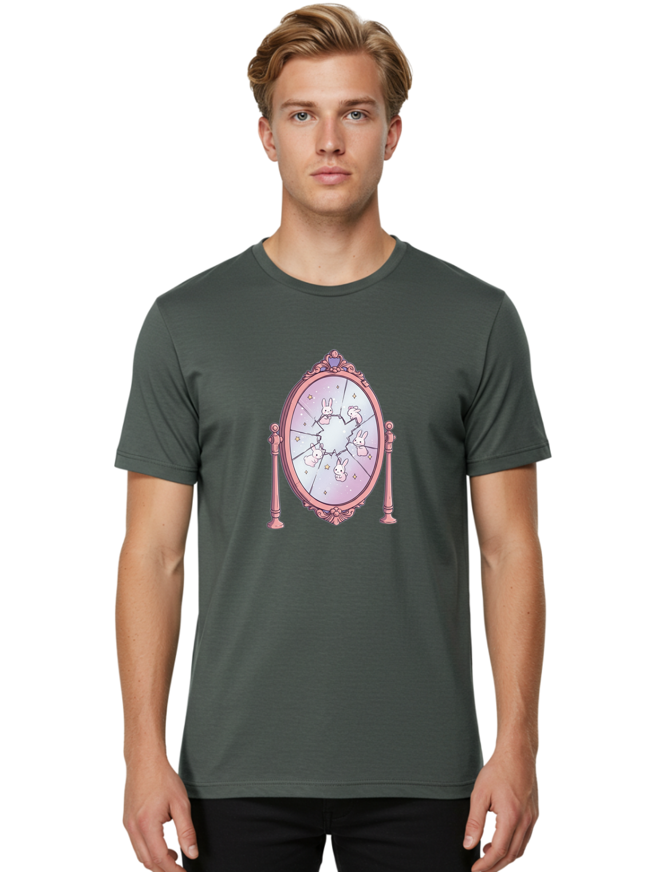Bunny-Mirror Men'S Graphic Tee, 100% Cotton, Comfortable Casual Summer Wear, Machine Washable, Vintage Camera, Old Camera, Antique Camera, Black Camera, Classic Photography, Photography Equipment, Nostalgic Device, Film Camera, Camera Art Bak149