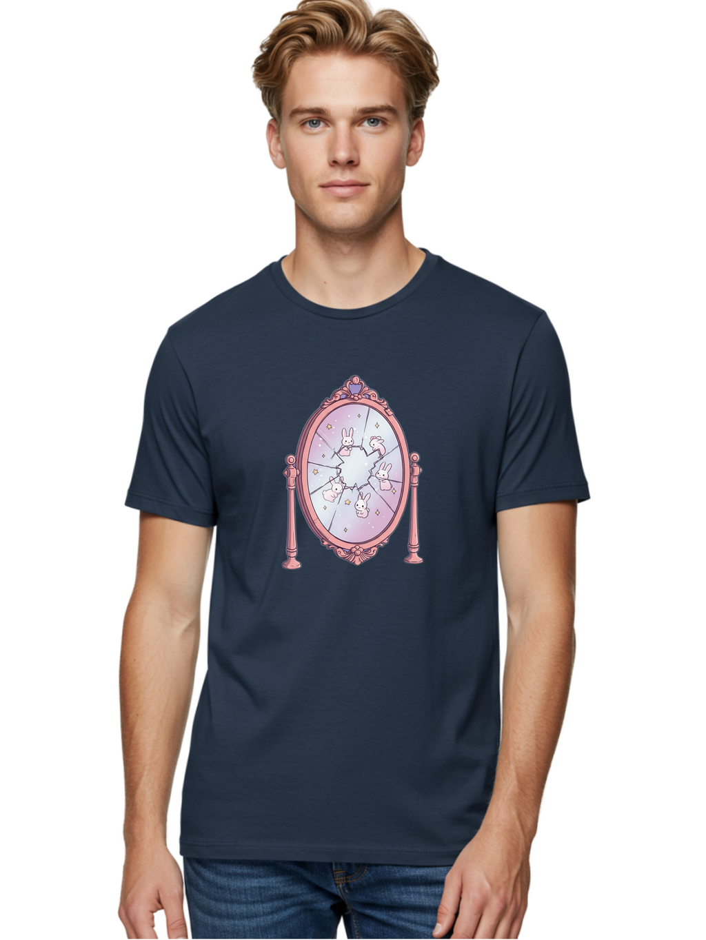 Bunny-Mirror Men'S Graphic Tee, 100% Cotton, Comfortable Casual Summer Wear, Machine Washable, Vintage Camera, Old Camera, Antique Camera, Black Camera, Classic Photography, Photography Equipment, Nostalgic Device, Film Camera, Camera Art Bak149
