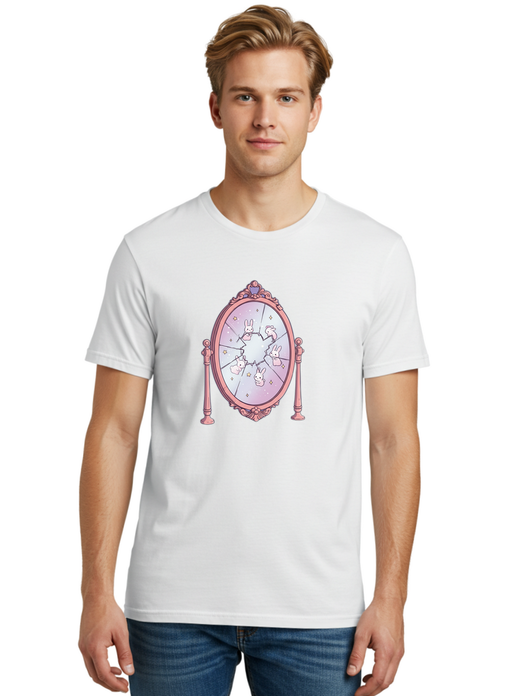 Bunny-Mirror Men'S Graphic Tee, 100% Cotton, Comfortable Casual Summer Wear, Machine Washable, Vintage Camera, Old Camera, Antique Camera, Black Camera, Classic Photography, Photography Equipment, Nostalgic Device, Film Camera, Camera Art Bak149