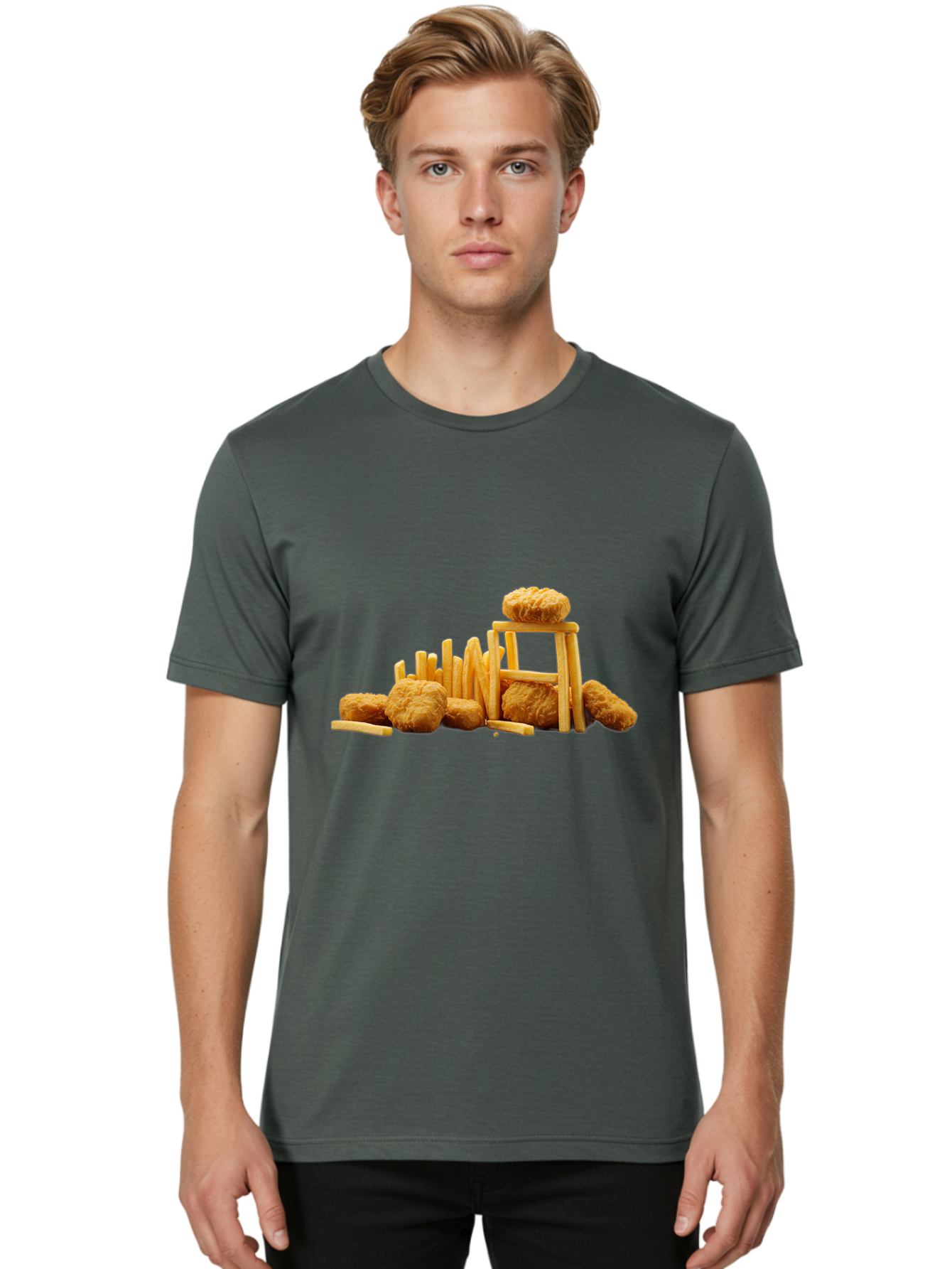 Burger-And-Fries Men'S Graphic Tee, 100% Cotton, Comfortable Casual Summer Wear, Machine Washable, Vintage Camera, Old Camera, Antique Camera, Black Camera, Classic Photography, Photography Equipment, Nostalgic Device, Film Camera, Camera Art Bak150