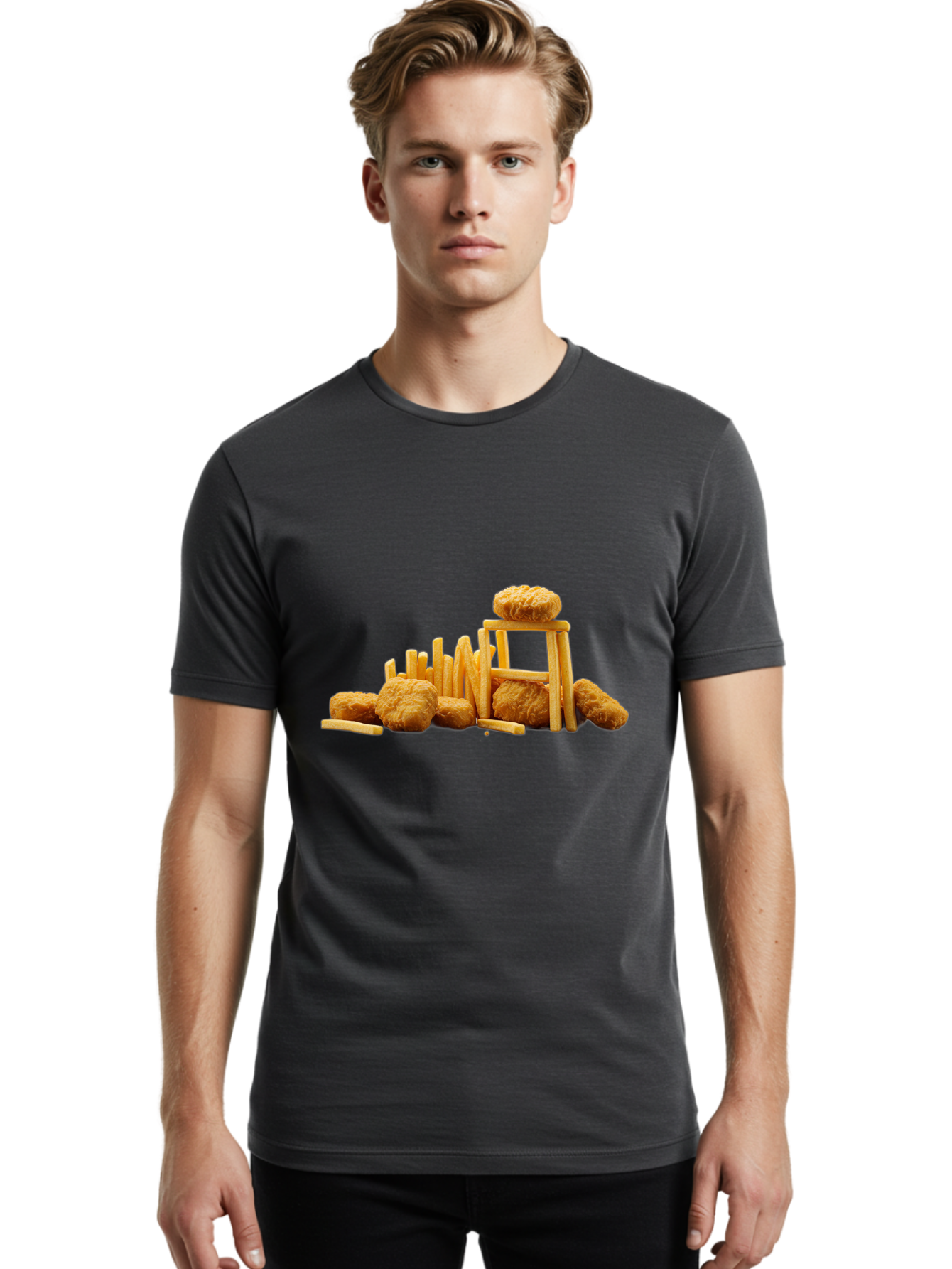 Burger-And-Fries Men'S Graphic Tee, 100% Cotton, Comfortable Casual Summer Wear, Machine Washable, Vintage Camera, Old Camera, Antique Camera, Black Camera, Classic Photography, Photography Equipment, Nostalgic Device, Film Camera, Camera Art Bak150